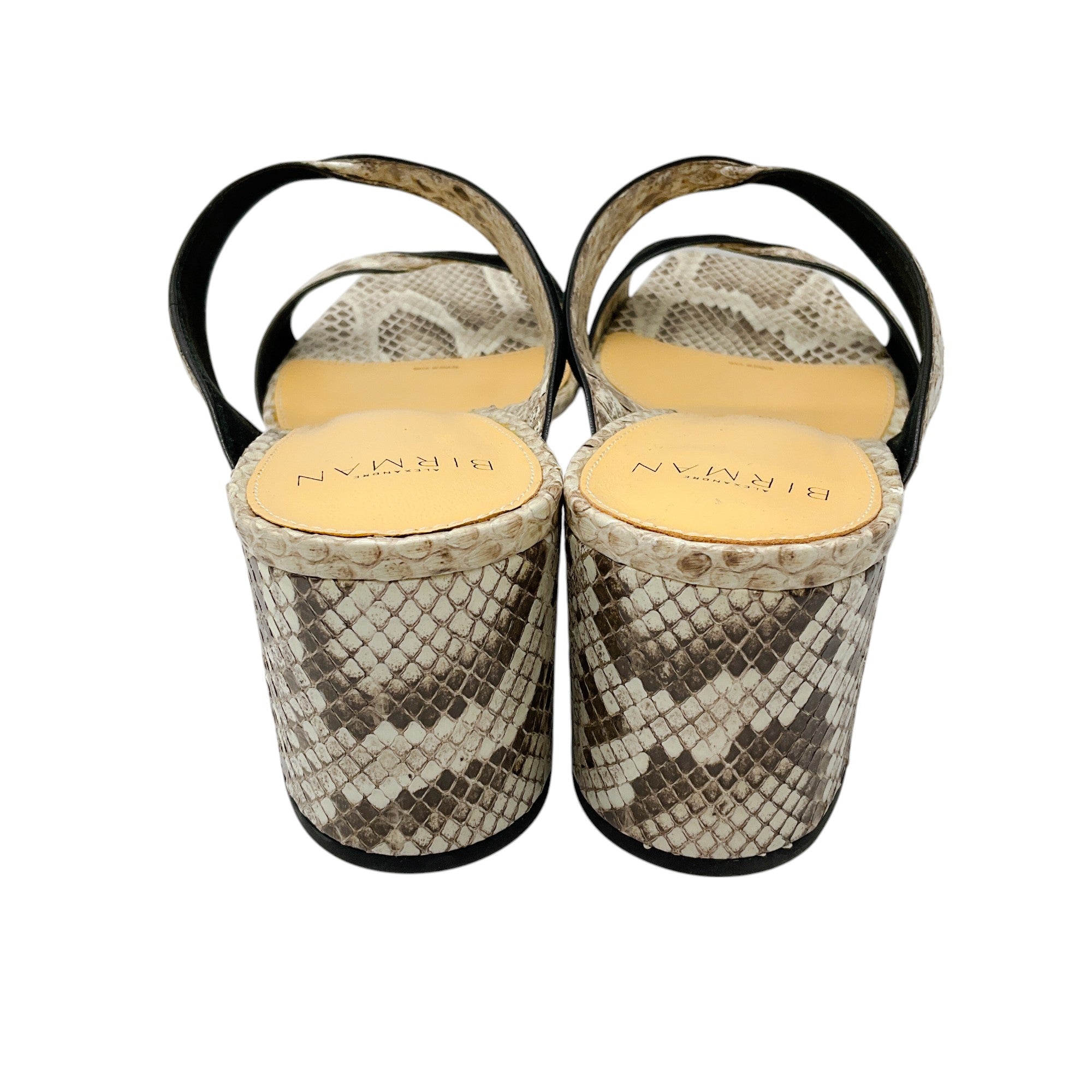 Alexandre Birman Beige & Black Miki Python Embossed Leather Sandals for Women - Luxury Designer Heels Perfect for Parties, Weddings & Evening Events