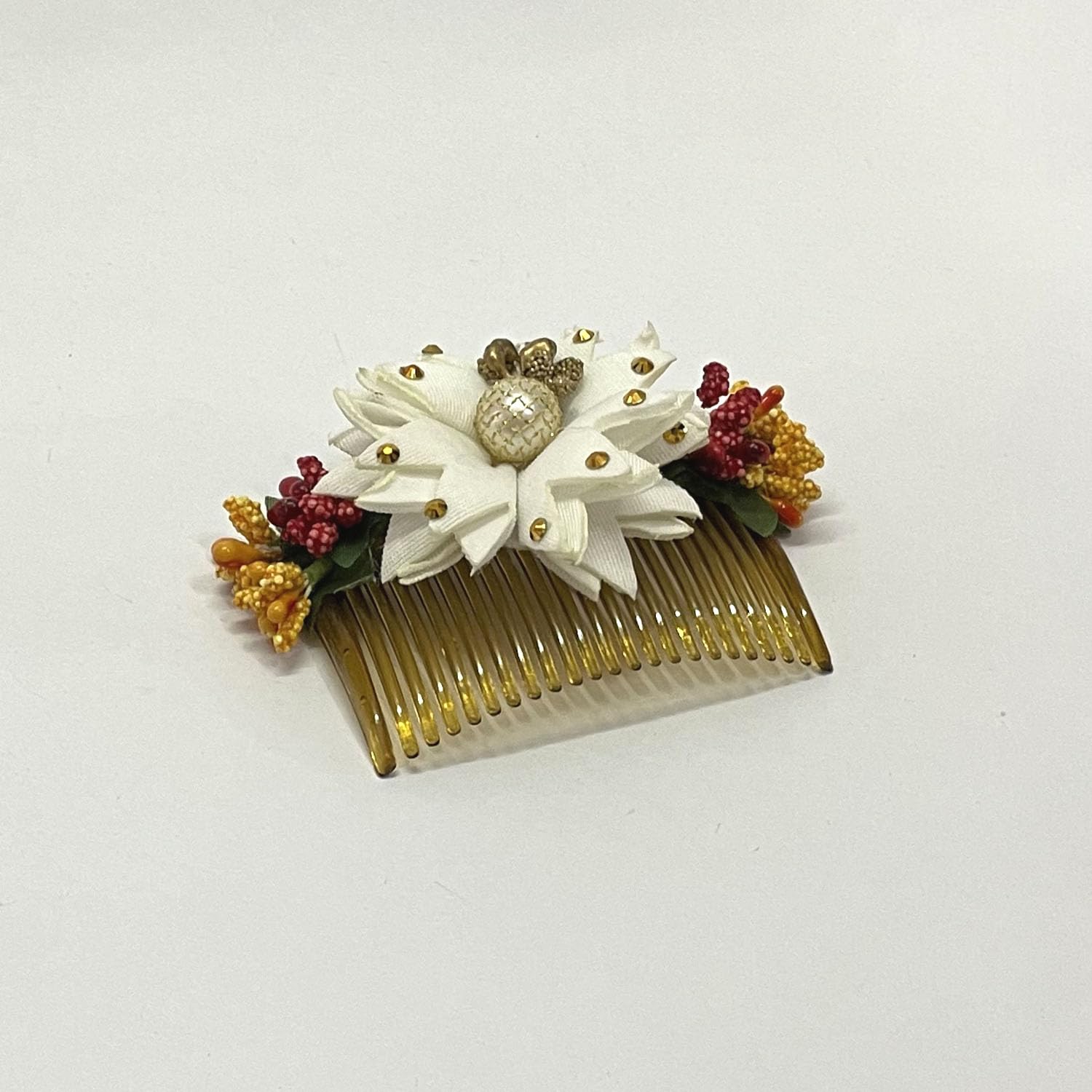 Stylish White Bridal Hair Comb Clip with Flower - Elegant Bun & Updo Accessories for Women | Perfect for Weddings, Prom & Special Occasions