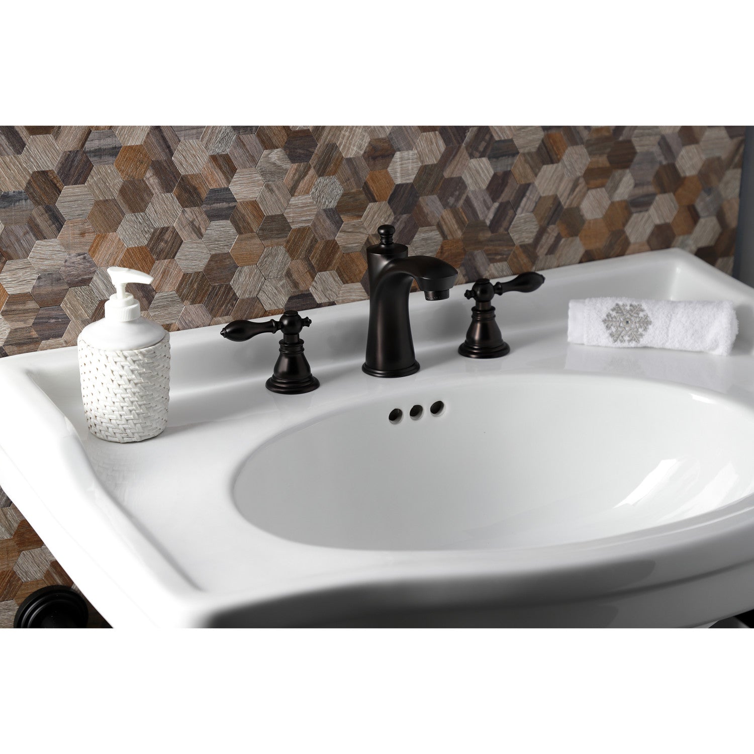 American Classic KB7965ACL Oil Rubbed Bronze Widespread Bathroom Faucet - 2 Handle 3 Hole Deck Mount with Pop Up Drain - Perfect for Modern Bathroom Vanities and Powder Rooms