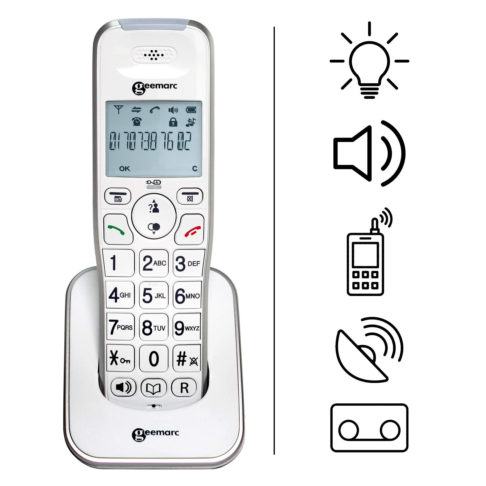 Geemarc Amplidect 295 Combi - Amplified Corded & Cordless Phone with Answering Machine, Large Buttons for Seniors & Hearing Impaired - Hearing Aid Compatible (UK Version) - Perfect for Home, Office & Elderly Care Facilities