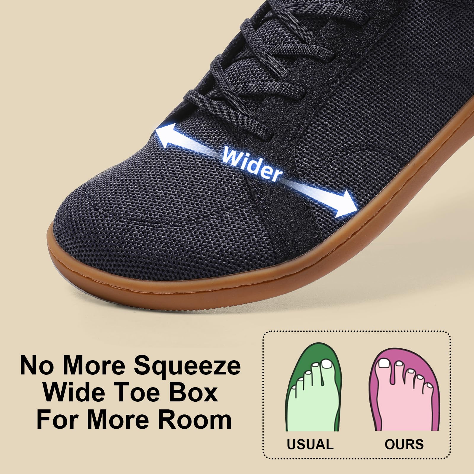 Men's Barefoot Wide Toe Box Shoes - Zero Drop Minimalist Slip-On Walking Shoes for Men | Extra Wide Comfort for Natural Movement | Perfect for Hiking, Gym & Everyday Wear