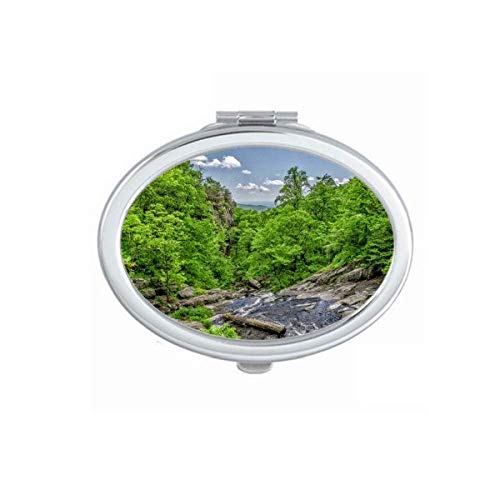 DIYthinker Portable Foldable Double-Sided Makeup Mirror with Green Forestry Nature Scenery Design - Perfect for Travel, Home Vanity & Outdoor Adventures