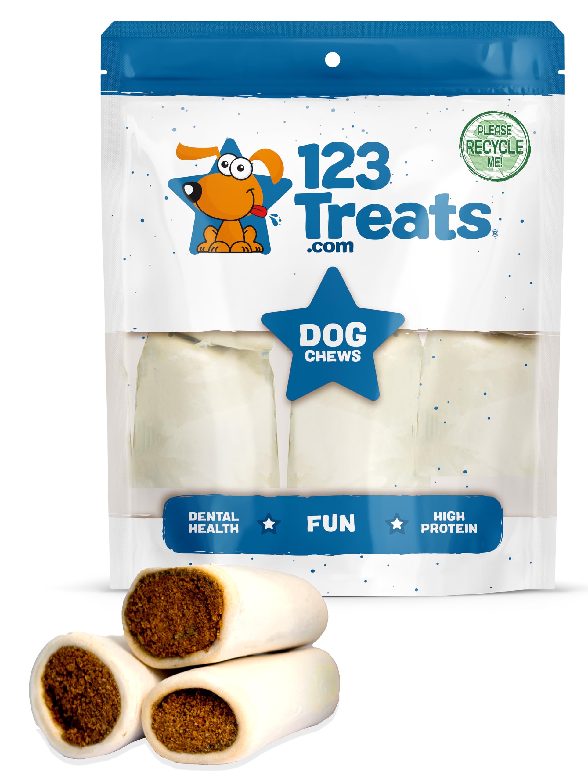 Healthy Peanut Butter Filled Dog Chews - Long Lasting Natural Cow Bone Treats for Medium & Large Dogs (3-4 Inch, 5 Count) | Individually Wrapped | Perfect for Training, Teething & Dental Health