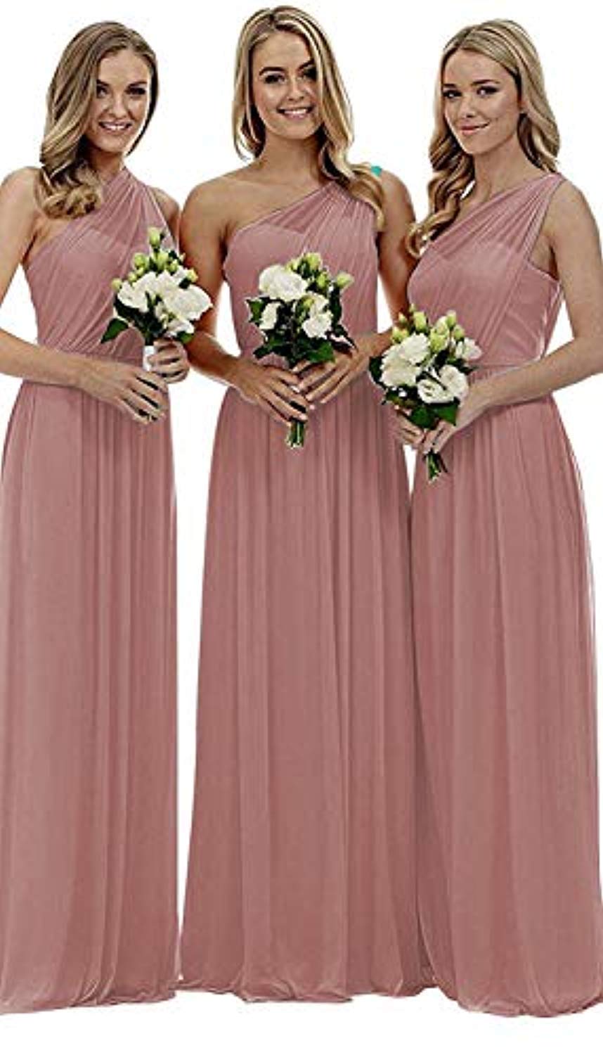 Elegant One Shoulder Long Chiffon Wedding Dress for Women - Bridesmaid, Prom & Formal Party Gown | Perfect for Weddings, Galas & Special Occasions