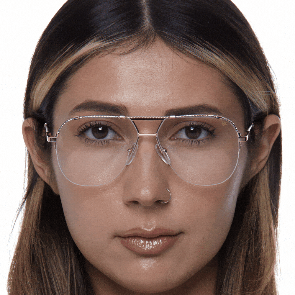 24KT Two-Tone Yellow & White Gold Blanco Half Rim Glasses - Elegant Eyewear for Men & Women | Perfect for Business, Parties & Special Occasions