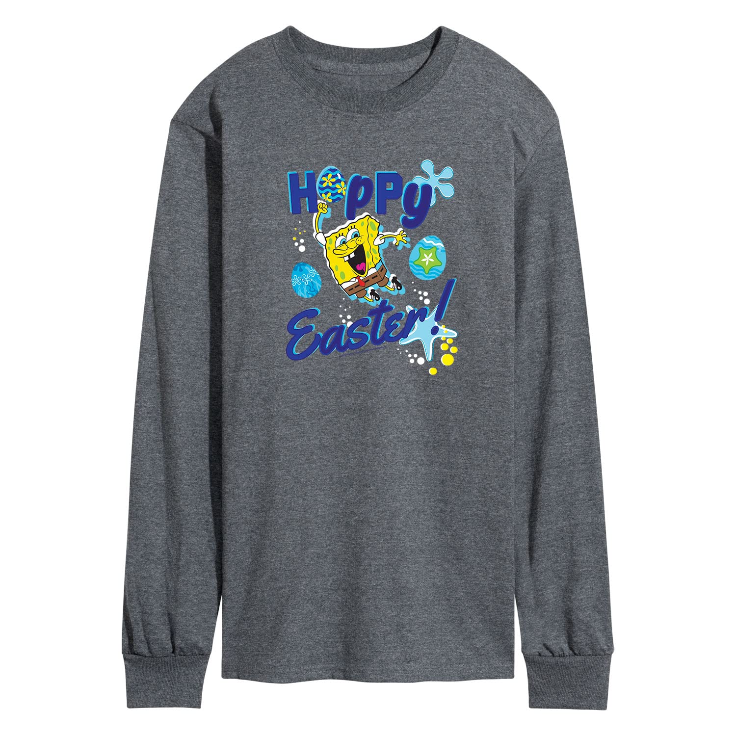 HYBRID APPAREL Spongebob Squarepants Easter Weaster Men's Long Sleeve Graphic T-Shirt - Cartoon Character Tee for Casual Wear, Holiday Outfits & Funny Gift Ideas