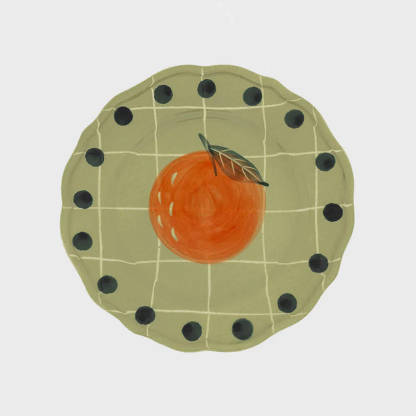 Bitossi Home Quadri Fruit Plate - Handmade Ceramic Serving Dish for Fruits, Appetizers & Desserts | Elegant Green Design for Dining Table & Kitchen Decor