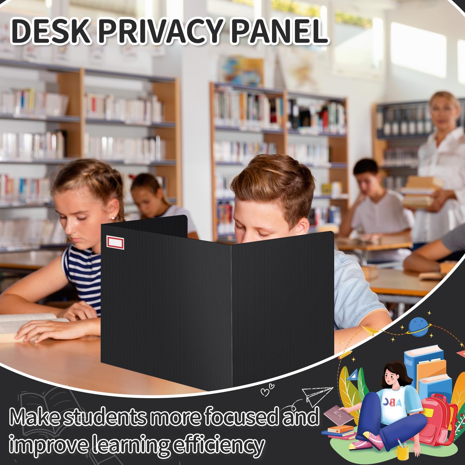 12 Pack Plastic Desk Dividers for Students - Black, White & Gray Privacy Folders, Classroom Test Dividers & Trifold Privacy Boards - Perfect for School Supplies, Study Sessions & Exam Privacy