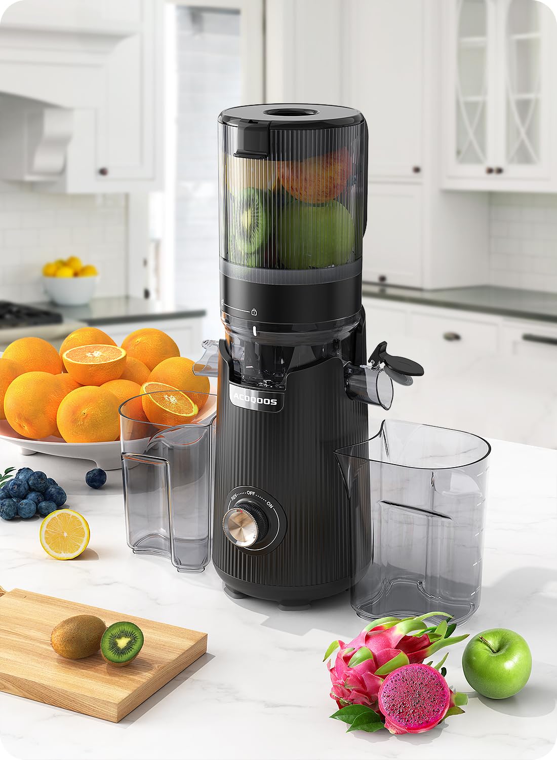 ACOQOOS Slow Masticating Juicer - Cold Press Juicer for Whole Fruits & Vegetables, 5.3