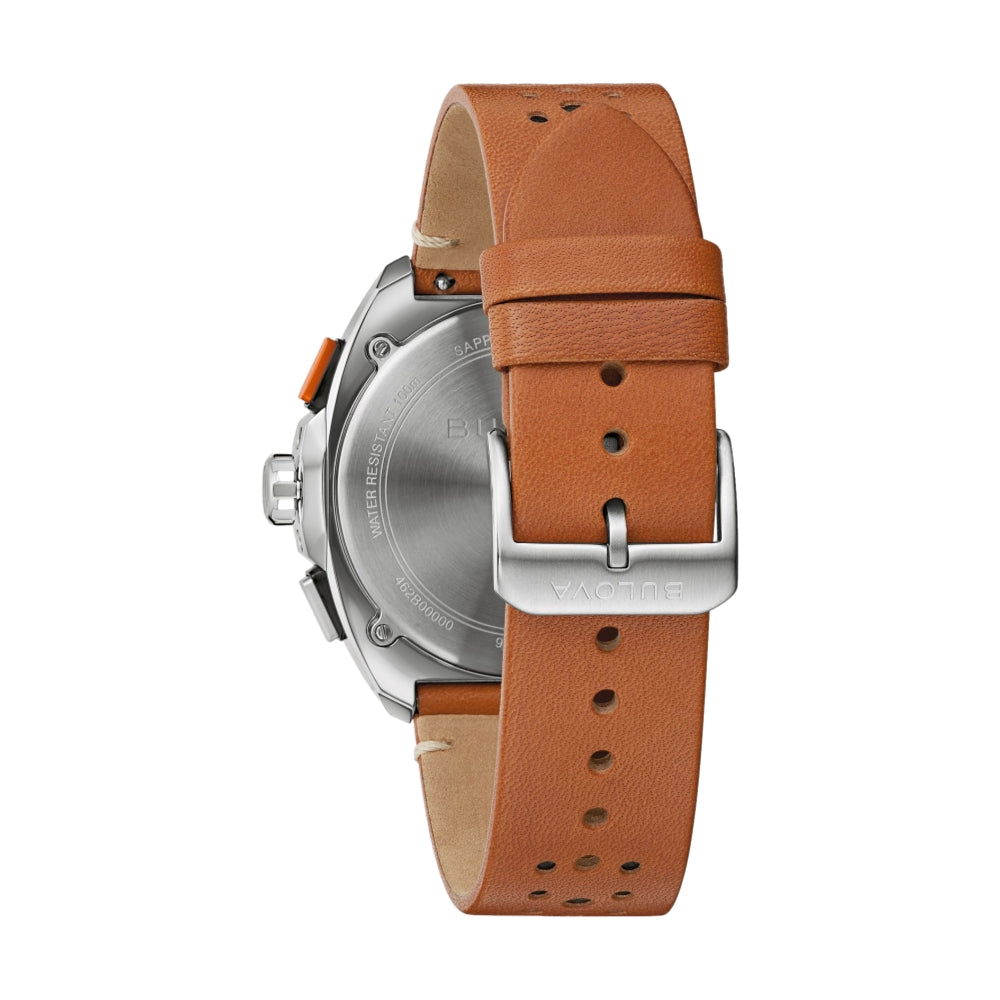 Men's Racer Chronograph Watch - Black Dial with Brown Leather Strap - Waterproof Sports Watch for Racing, Driving & Outdoor Activities
