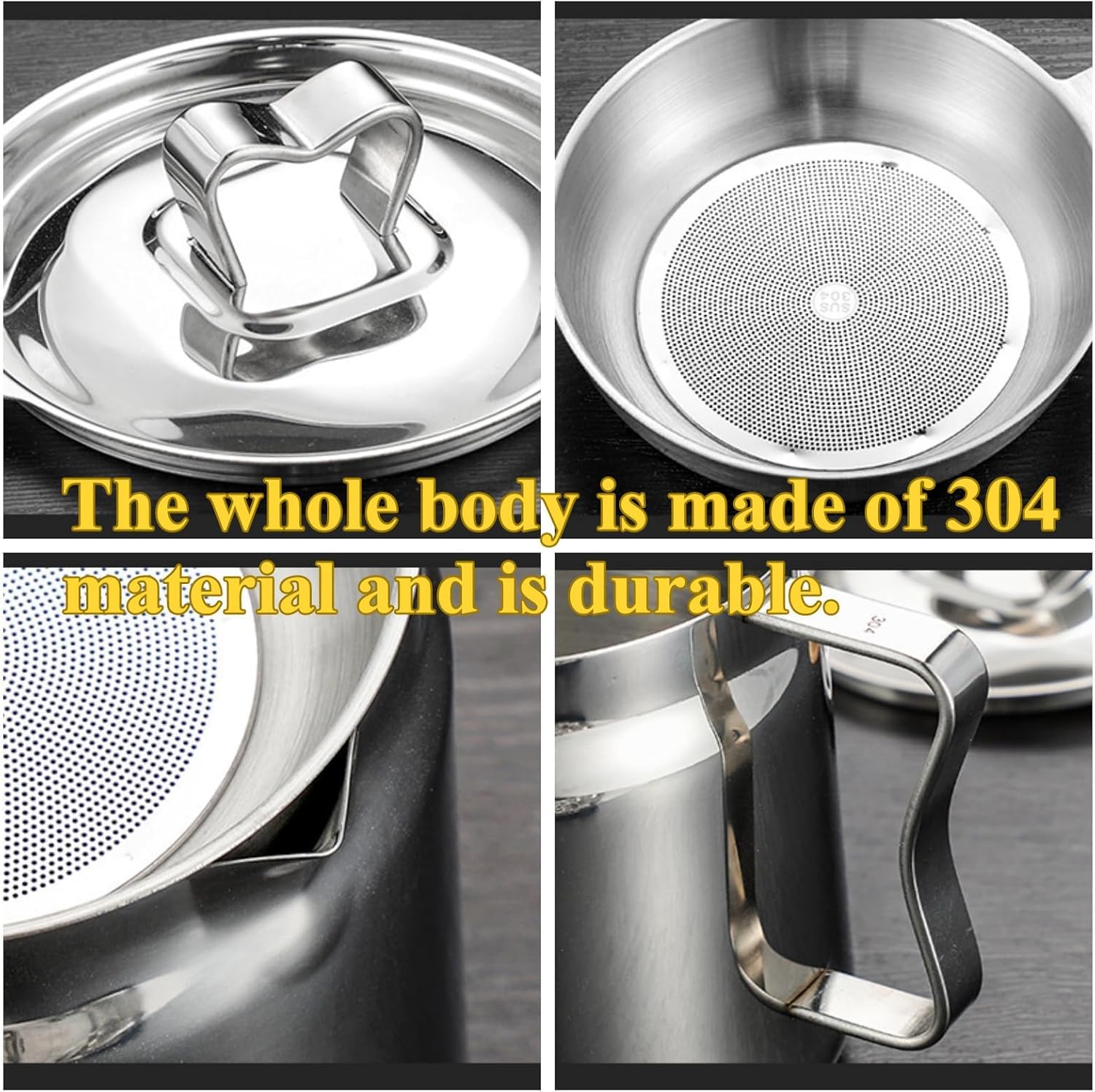 2-in-1 Stainless Steel 304 Oil Filter Pot - Multi-functional Kitchen Oil Strainer & Mini Fryer Filter Cup Combo for Cooking, Frying, and Oil Recycling - Perfect for Home Kitchens, Restaurants, and Food Trucks