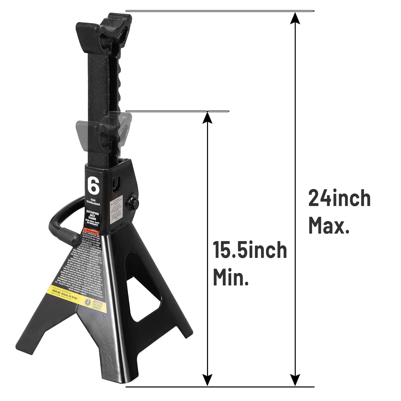 GARVEE 2 Pack 6 Ton (13000 lbs) Heavy Duty Adjustable Car Jack Stands 15.5-24 Inch Height - for Vehicle Lifting, Auto Repair, Garage Maintenance & DIY Projects