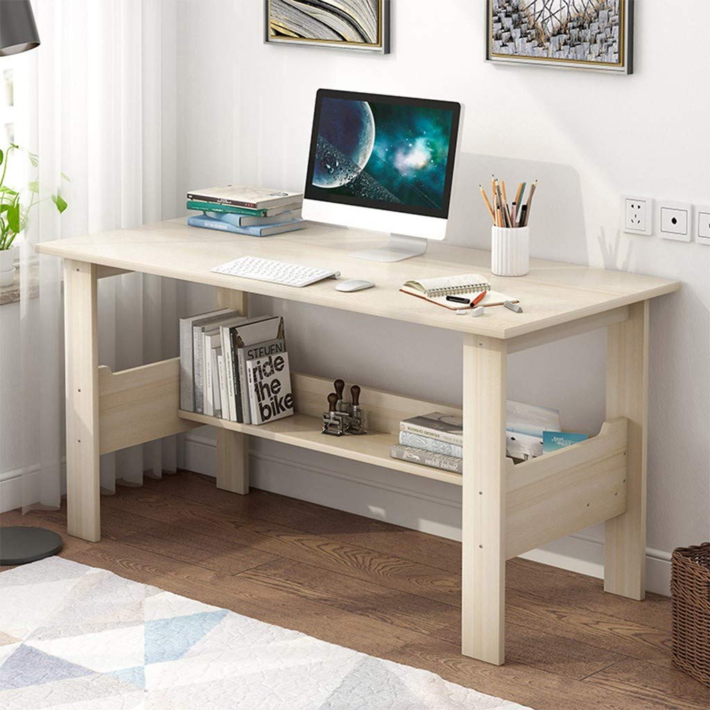 Sothread(TM) White Wooden Computer Desk with Storage Shelves - 43.3