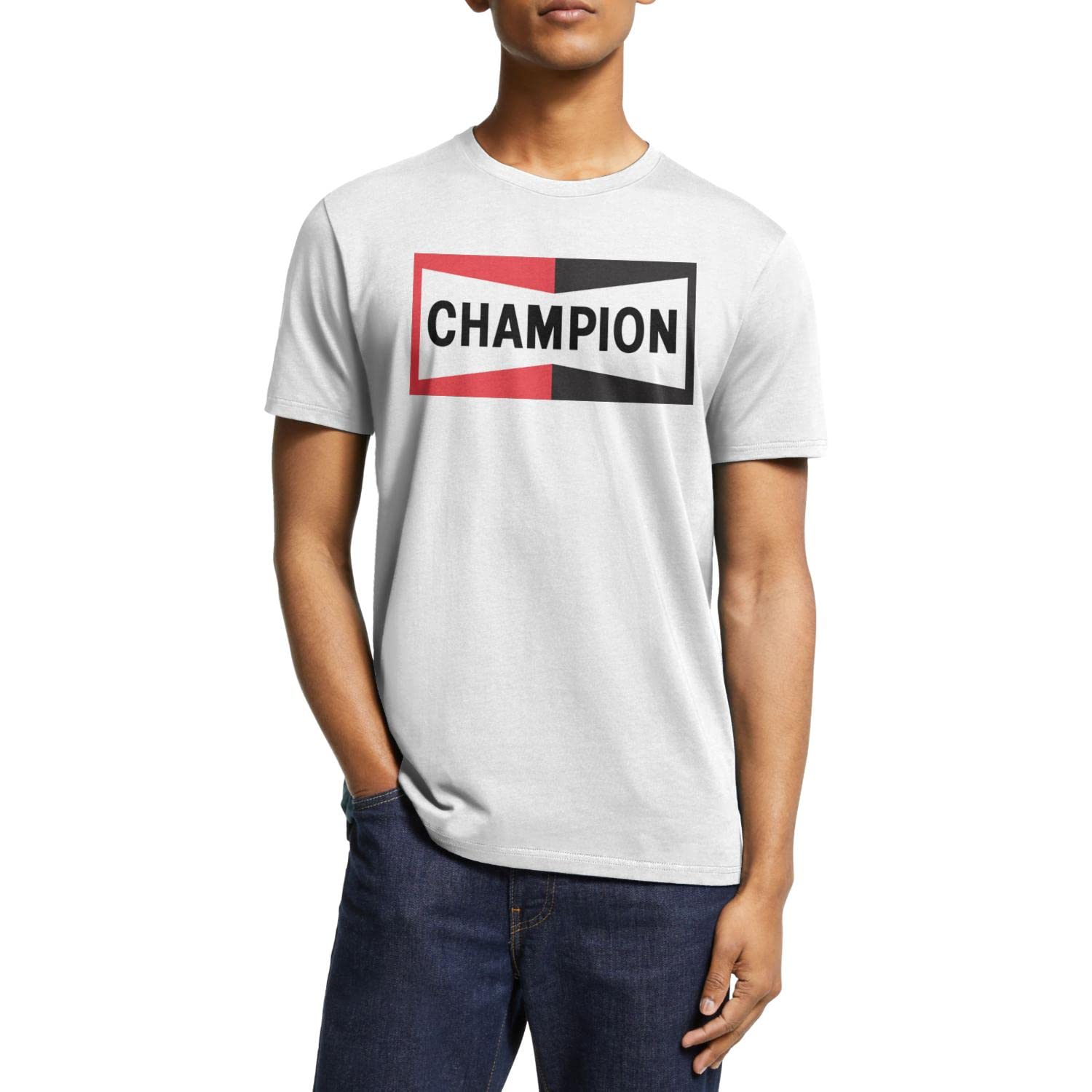 Men's Graphic Tee - White Short Sleeve T-Shirt with Cliff Booth Champs Design from Once Upon a Time in Hollywood | Casual Wear, Movie Fan Gift, Street Style Outfit