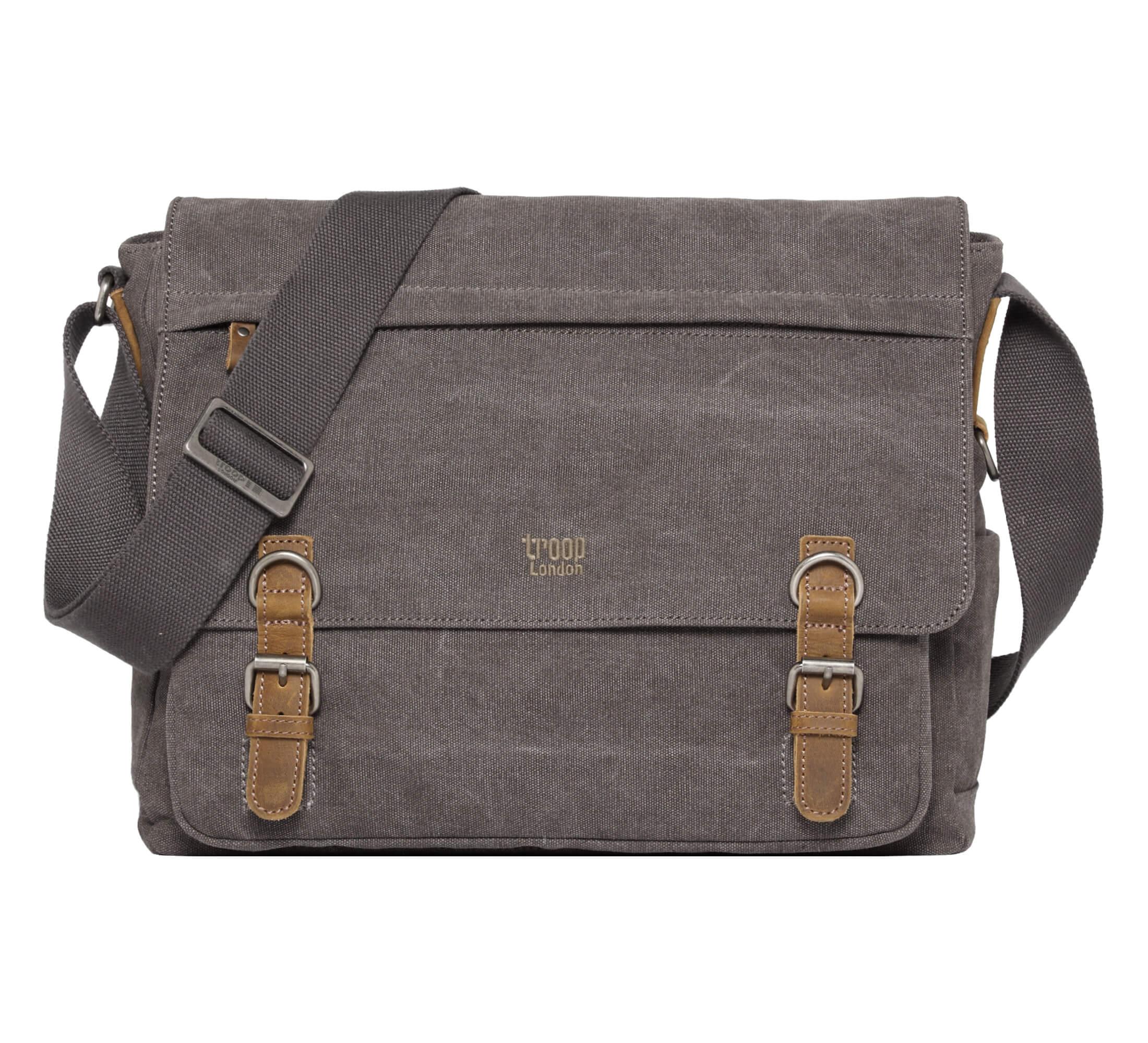 TRP0207 Troop London Classic Canvas Laptop Messenger Bag - Durable Water-Resistant Work & Travel Briefcase for Men & Women | Perfect for Office, Business Trips & Daily Commute