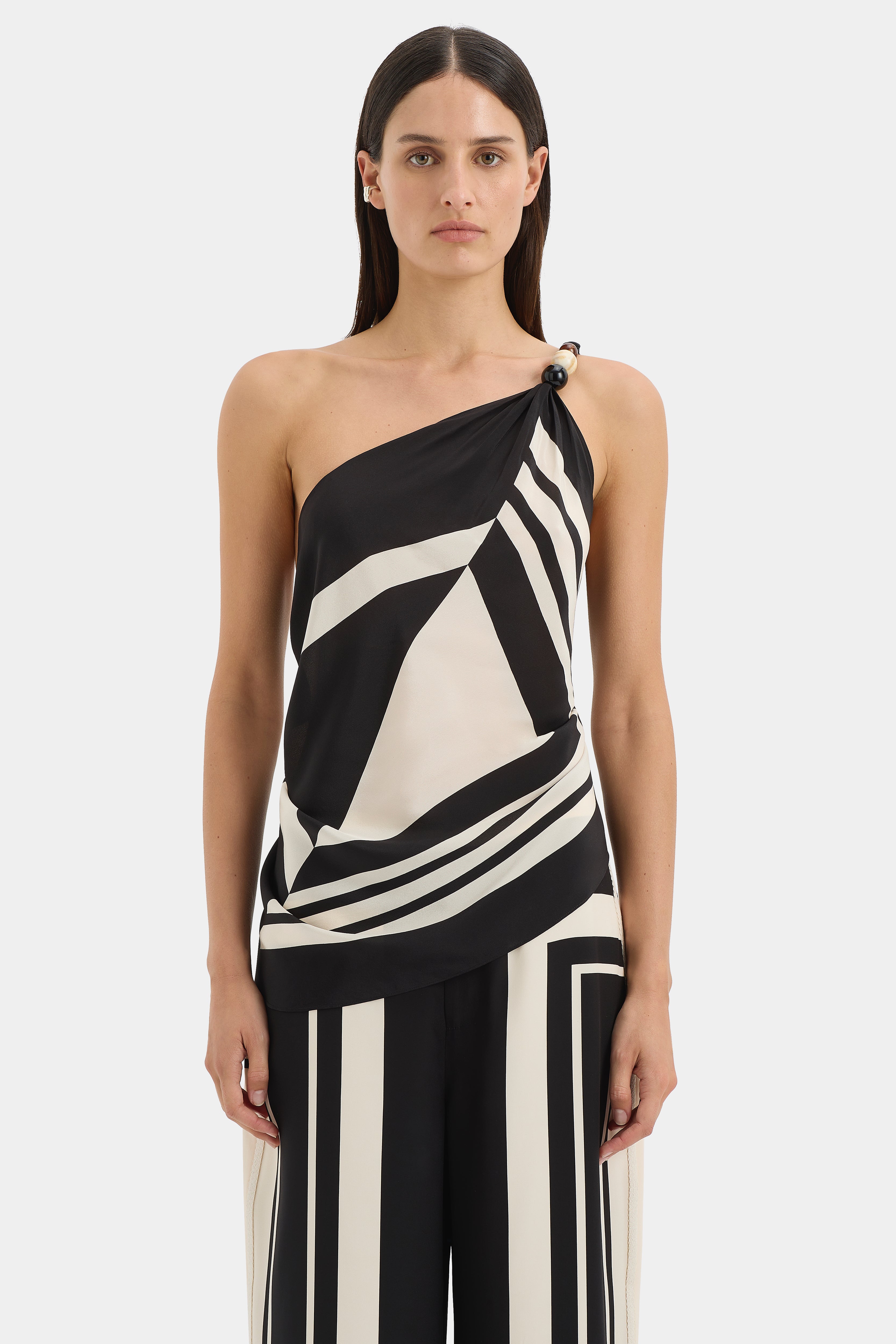 Pietra Wrap Top Milano Nero - Women's Elegant Sleeveless Wrap Blouse for Office, Date Night & Special Occasions