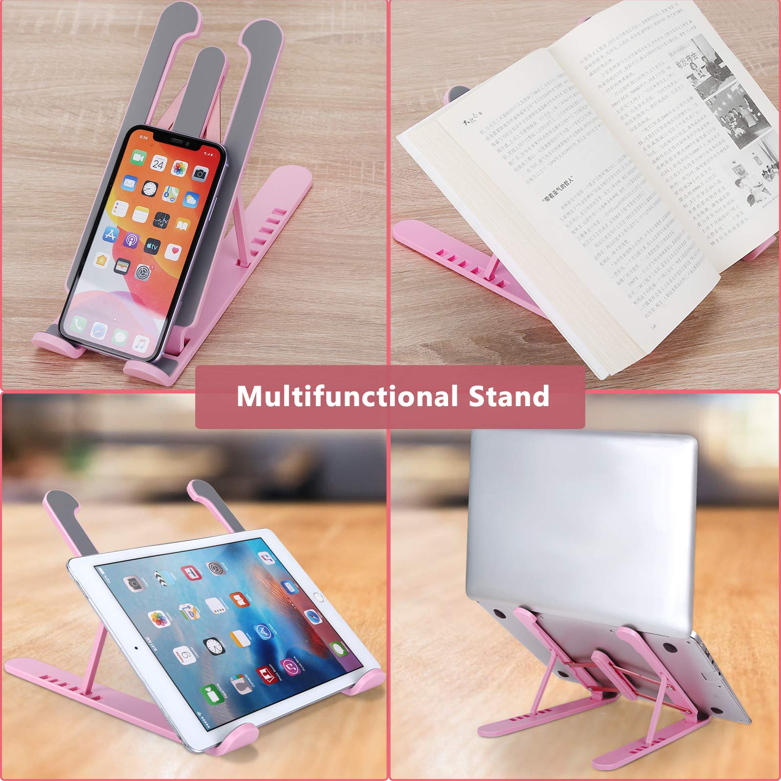 Adjustable Portable Laptop Stand for Desk - Ergonomic Notebook Riser Holder with Stable Mount, Perfect for Home Office, Gaming, and Travel Use