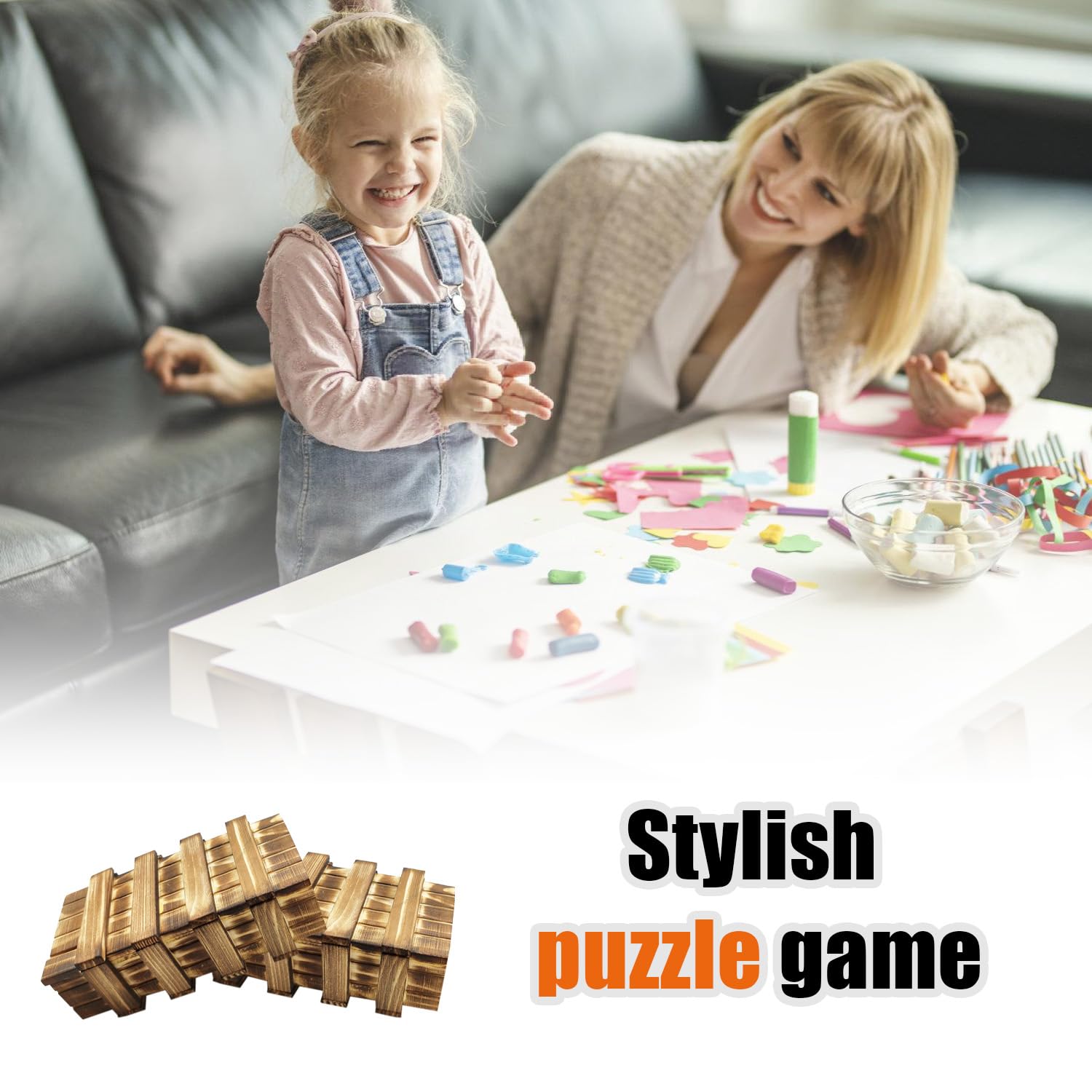 2PCS Wooden Secret Puzzle Box with 2 Hidden Compartments - Magic Brain Teaser Gift Box for Adults & Kids - Christmas Present, Educational Toy, Keepsake Box for Home Décor & Party Favors