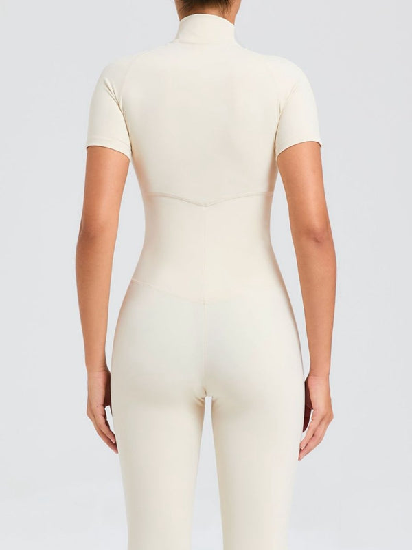 ZASUWA Women's Stand Collar Zipper Jumpsuit - Stylish One-Piece Outfit for Casual Wear, Office, and Evening Events