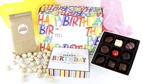Happy Birthday Gift Box Set - Assorted Chocolates, Truffles & Cake Bites - Perfect Present for Women, Men, Mom, Dad, Family & Friends - Chocolate Lover's Delight - Ideal for Birthday Parties, Celebrations & Special Occasions