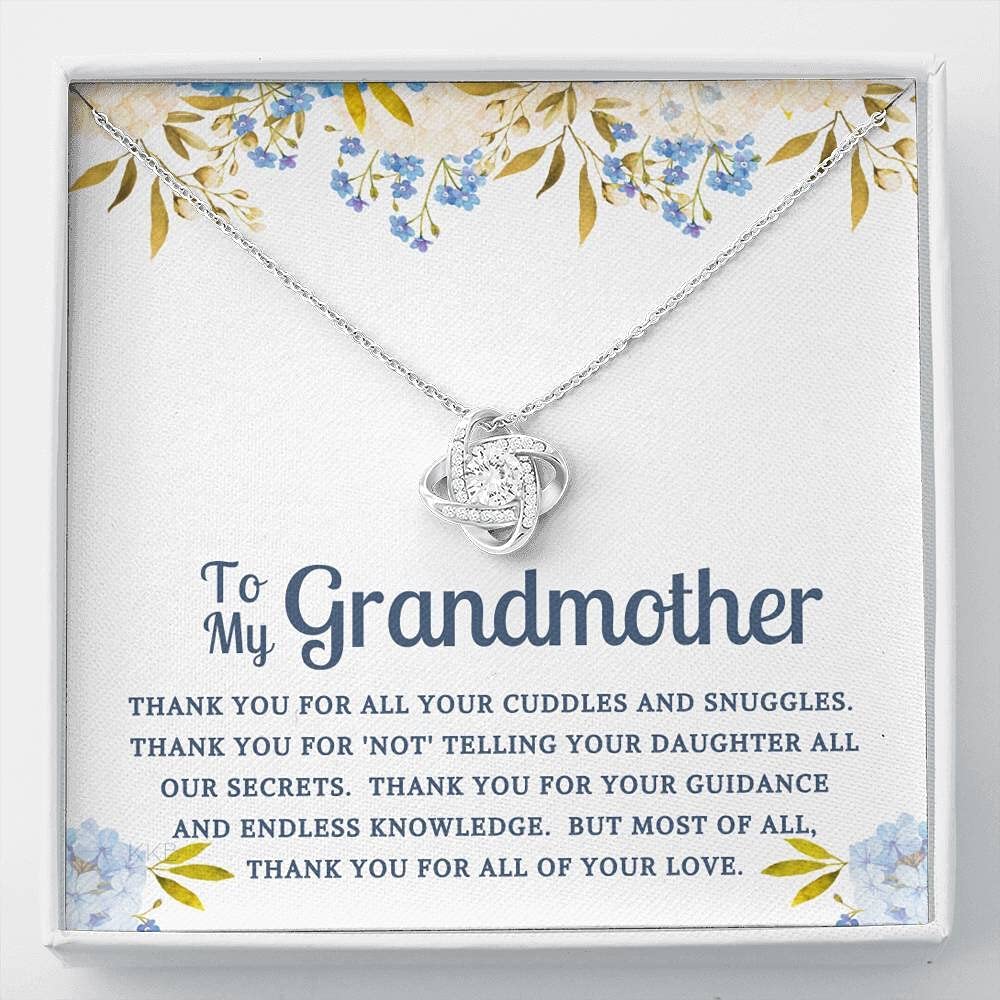 Personalized Message Card Necklace - Handmade Grandma Jewelry Gift for Christmas, Birthday, Anniversary | Engravable Love Knot Pendant for Grandmother, Granddaughter & Family | Perfect for Special Occasions & Heartfelt Moments