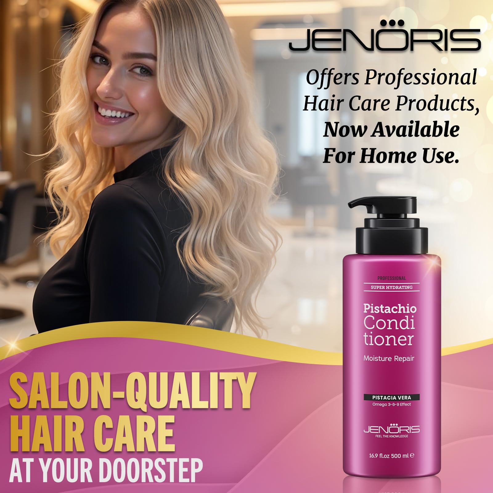 Jenoris Pistachio Shampoo, Conditioner & Hair Mask Set - Natural Hair Care for Dry Damaged Hair with Pistachio Oil & Vitamin E, Paraben & SLS Free, Salon-Quality Hydration & Repair - Perfect for Daily Use, Post-Color Treatment & Hair Recovery