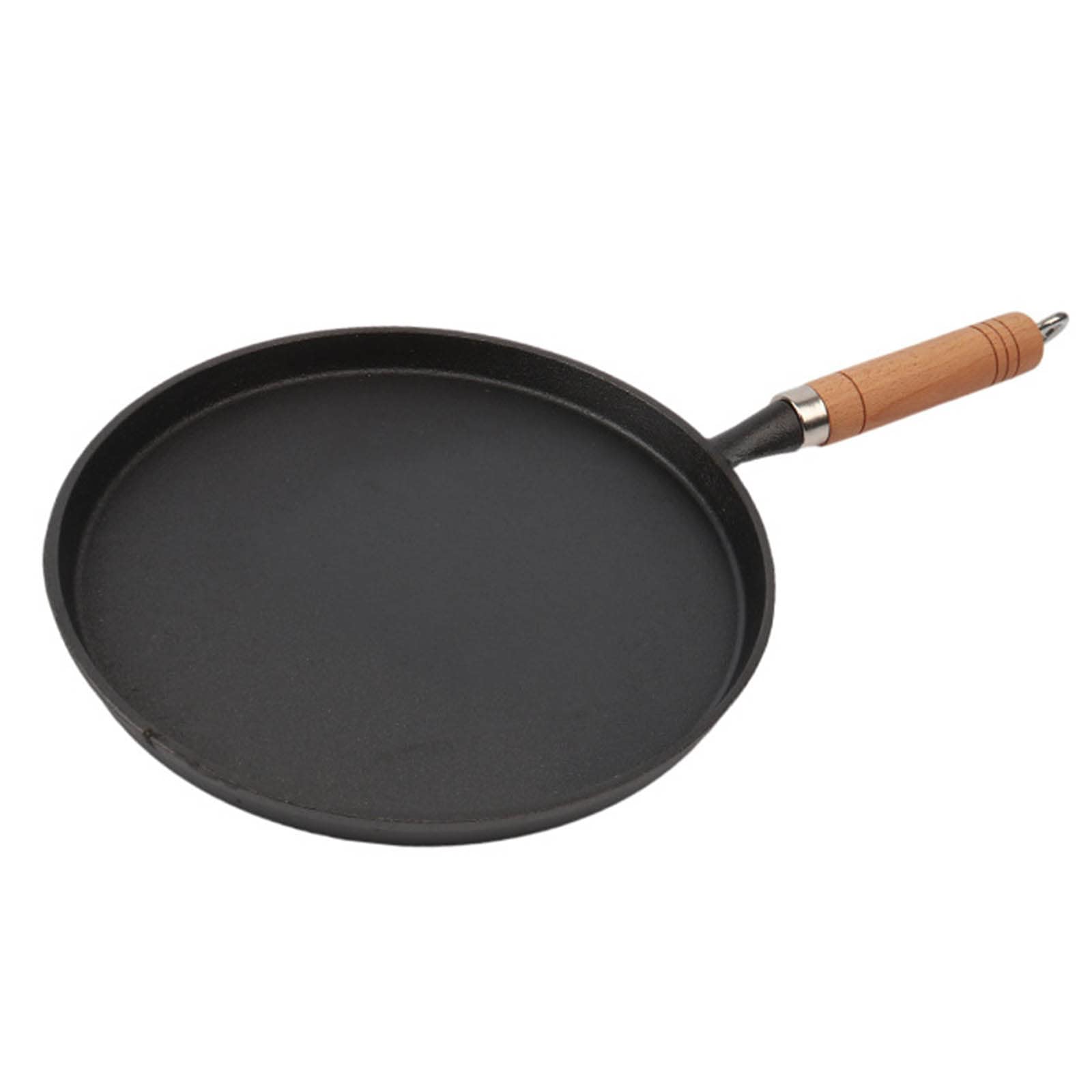 Eervff 26CM Cast Iron Wok - Flat Bottom Non-Stick Frying Pan for Eggs, Steak & Pancakes | Heavy Duty Household Skillet for Stovetop Cooking, Stir Fry & Asian Cuisine