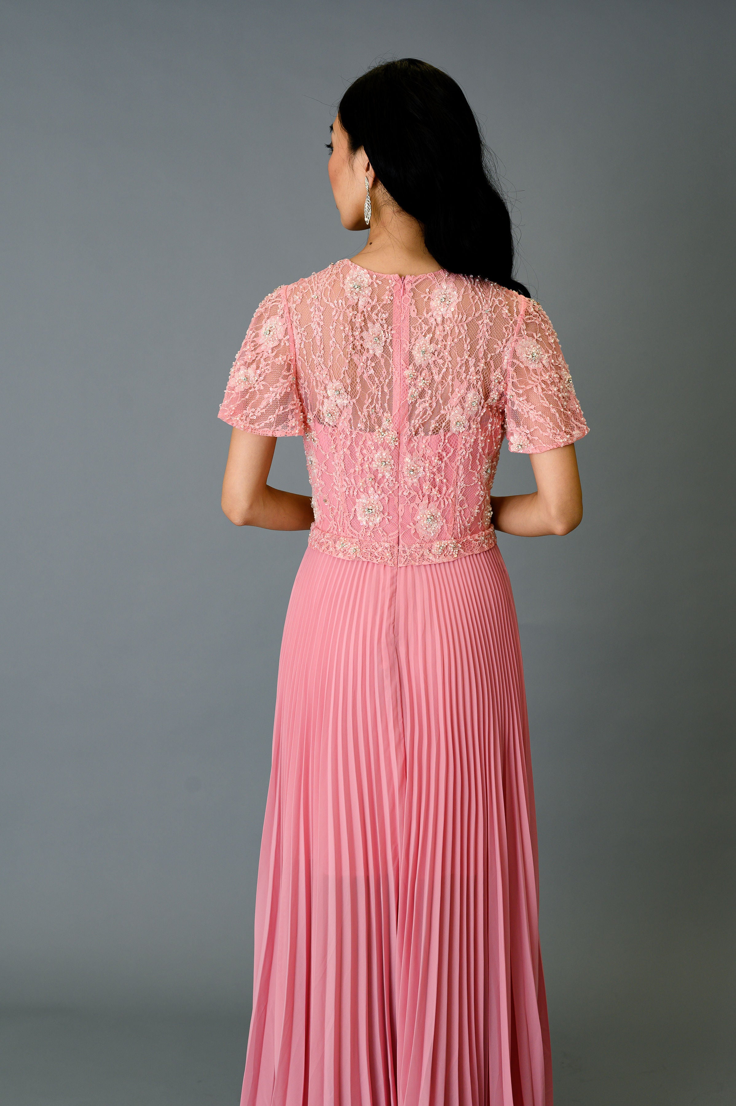 Elegant Women's Embroidered Pleated Dress - Flowy A-Line Midi Dress for Spring & Summer - Perfect for Weddings, Parties & Office Wear