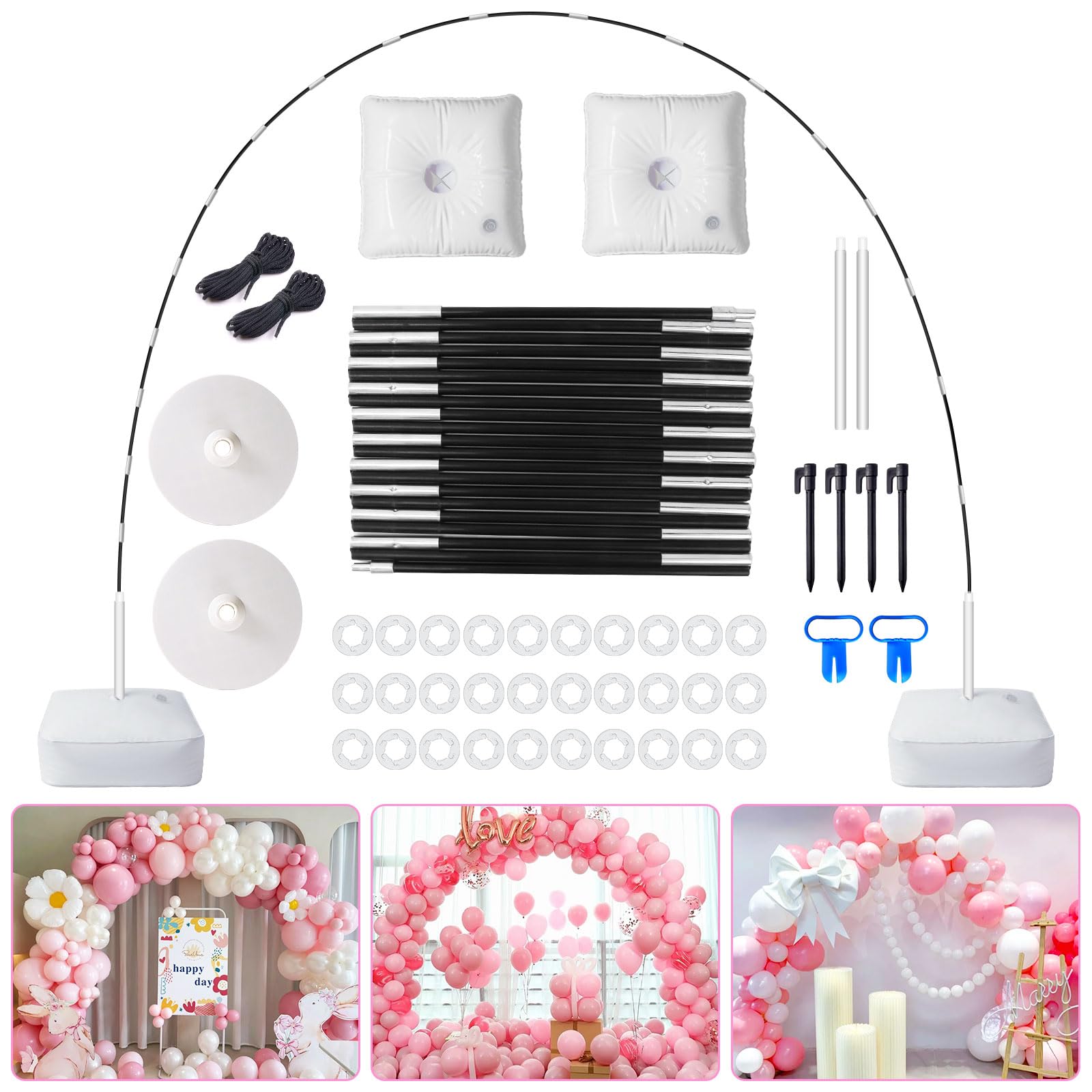 7.4ft Balloon Arch Kit with Stand Frame & Base - Perfect for Wedding, Baby Shower, Birthday Party Decorations | Indoor & Outdoor Party Decor, Event Backdrop, Photo Booth Props