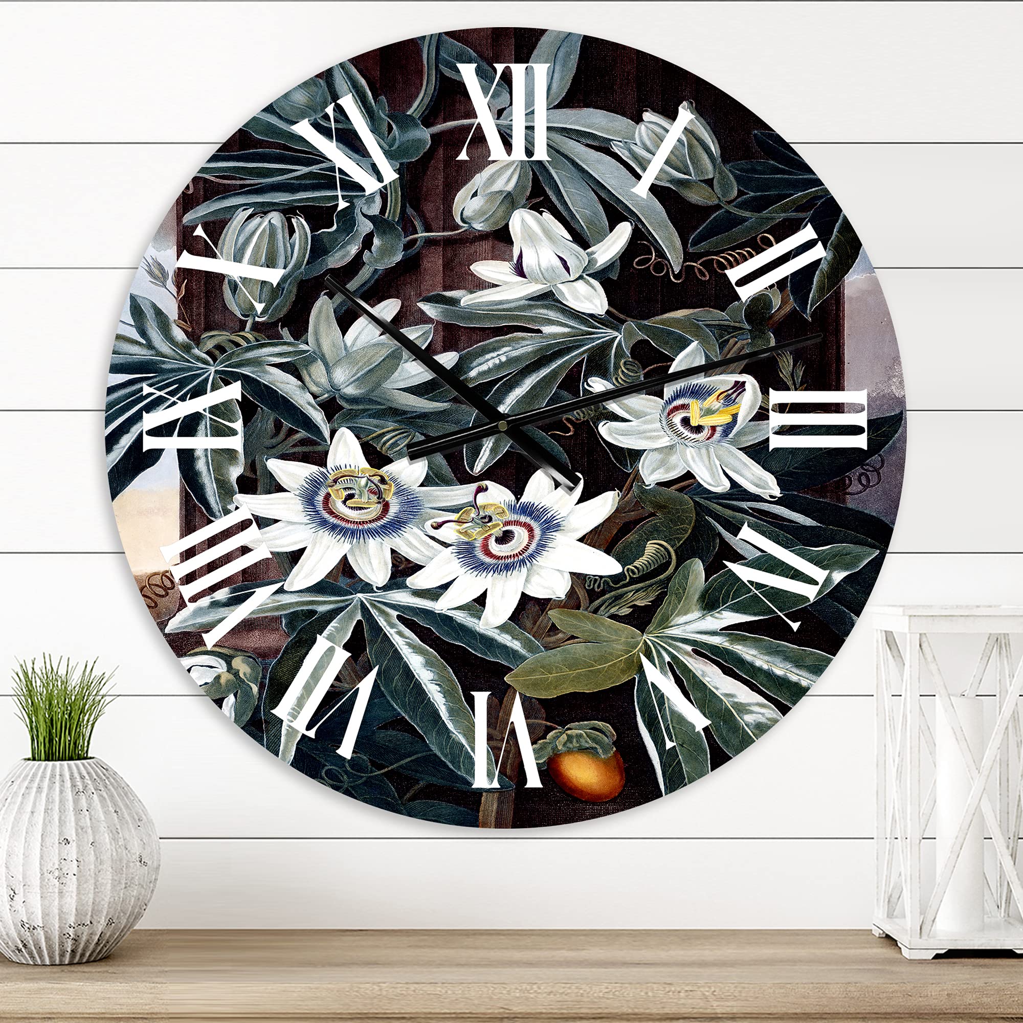 Vintage Floral Wall Clock - Large Traditional Botanical Wall Decor for Living Room, Bedroom, Office | Silent Non-Ticking Mechanism | Perfect Home & Gift Idea