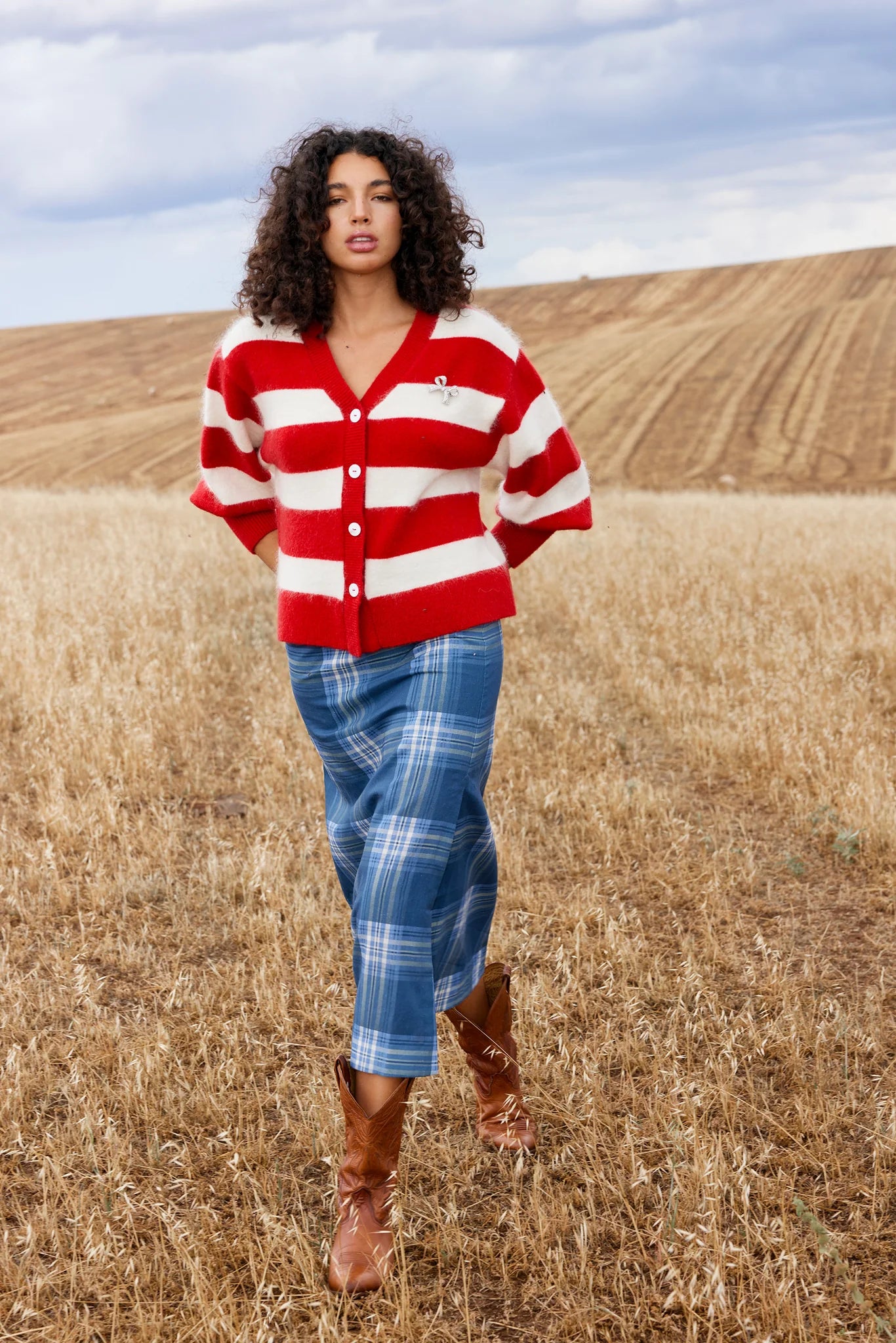 AGNES CARDI IN RUBY ANTIQUE STRIPE - Vintage Inspired Striped Cardigan for Women | Perfect for Fall Layering, Office Wear & Casual Outfits