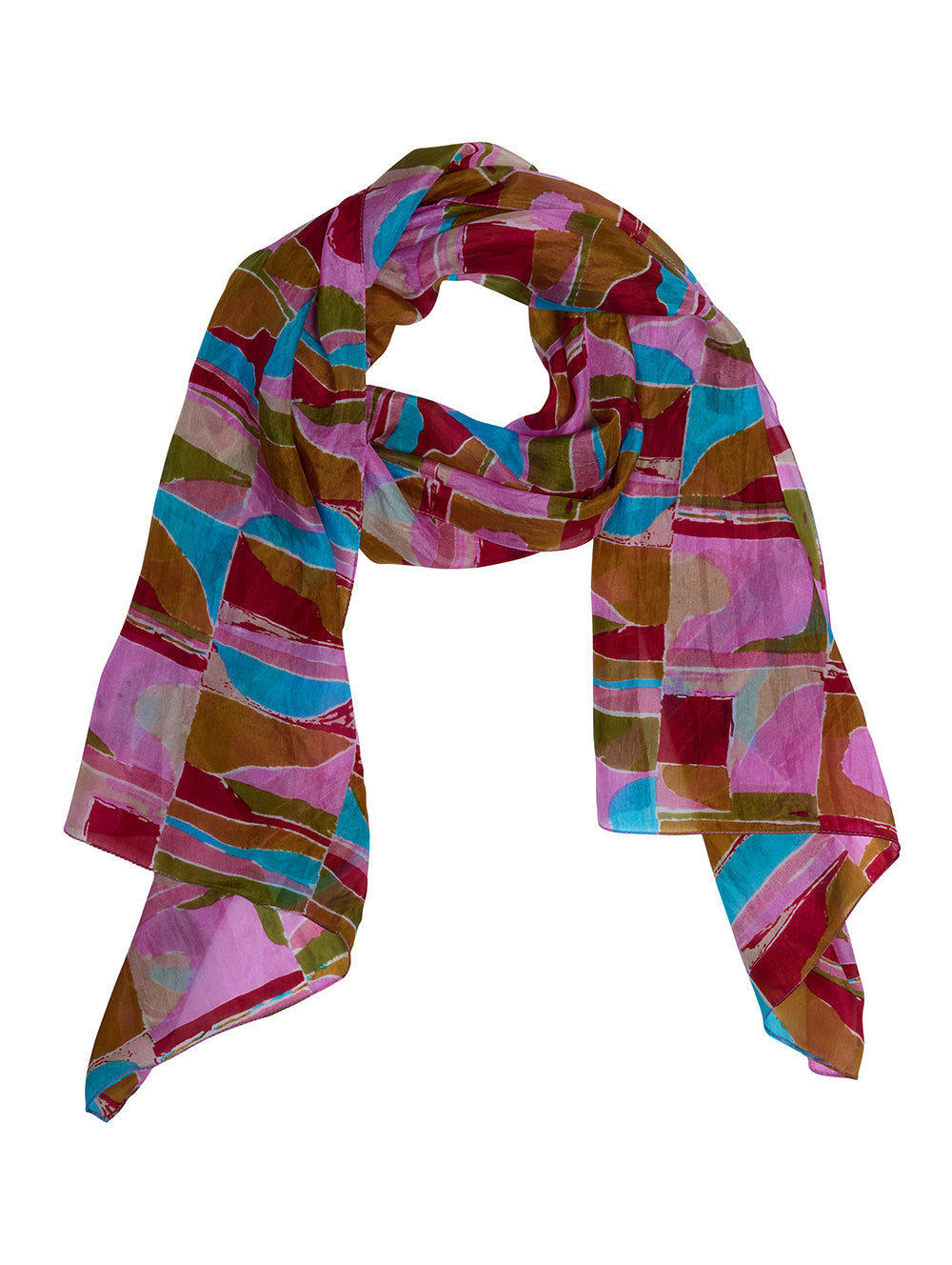 Elegant Abstract Silk Scarf for Women - Lightweight Fashion Accessory for Office, Party & Travel - Premium Soft Chiffon Shawl Wrap
