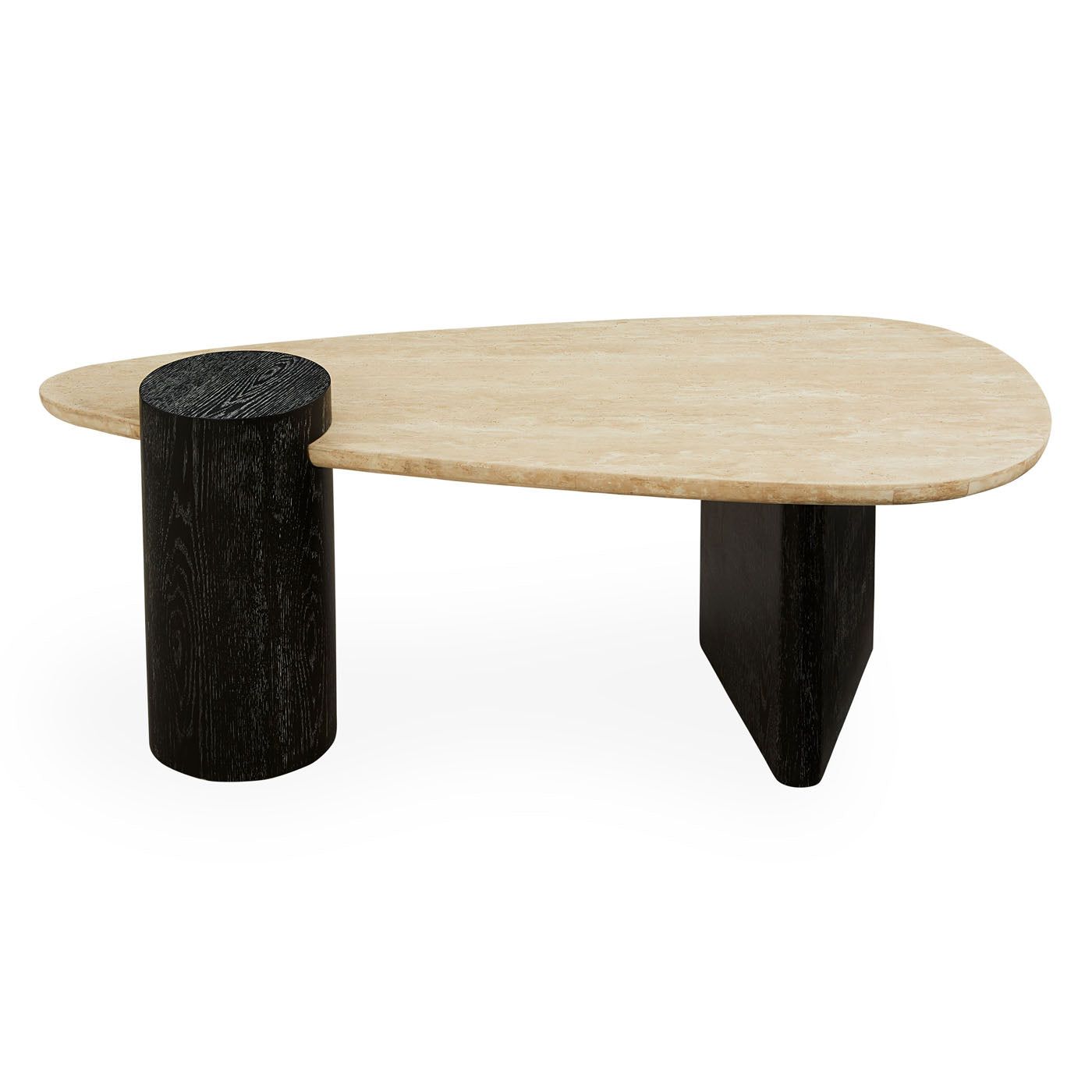 Modern Oeuf Travertine Cocktail Table - Round Natural Stone Coffee Table for Living Room, Lounge & Outdoor Patio - Elegant Home Decor & Entertaining Furniture