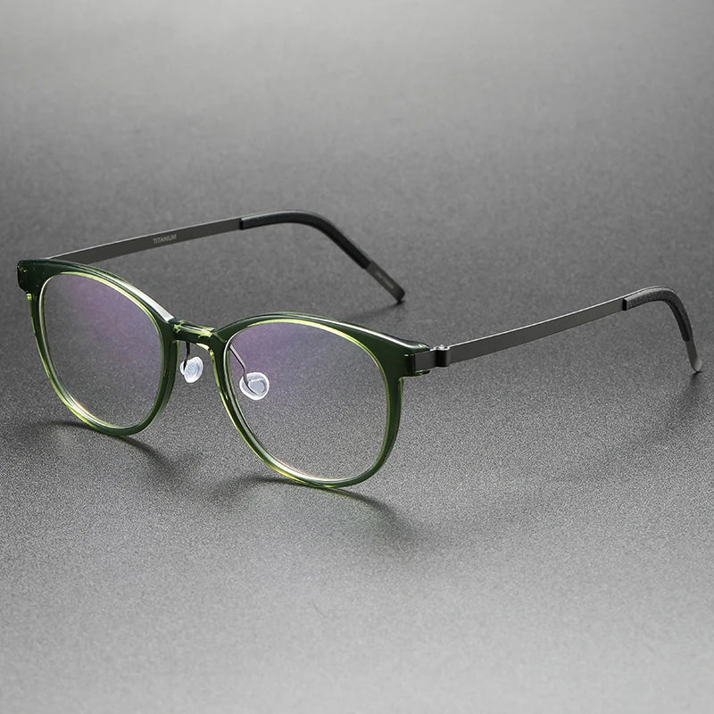 Unisex Full Rim Oval Square Titanium Acetate Eyeglasses Frame 48181 - Lightweight Durable Glasses for Men & Women - Perfect for Reading, Work, and Everyday Wear