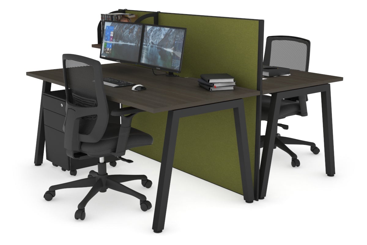 Horizon Quadro 2-Person Office Workstation Bench with A-Legs - 1400mm x 800mm Dimensions, Cable Management Scallop - Perfect for Collaborative Workspaces & Shared Office Desks