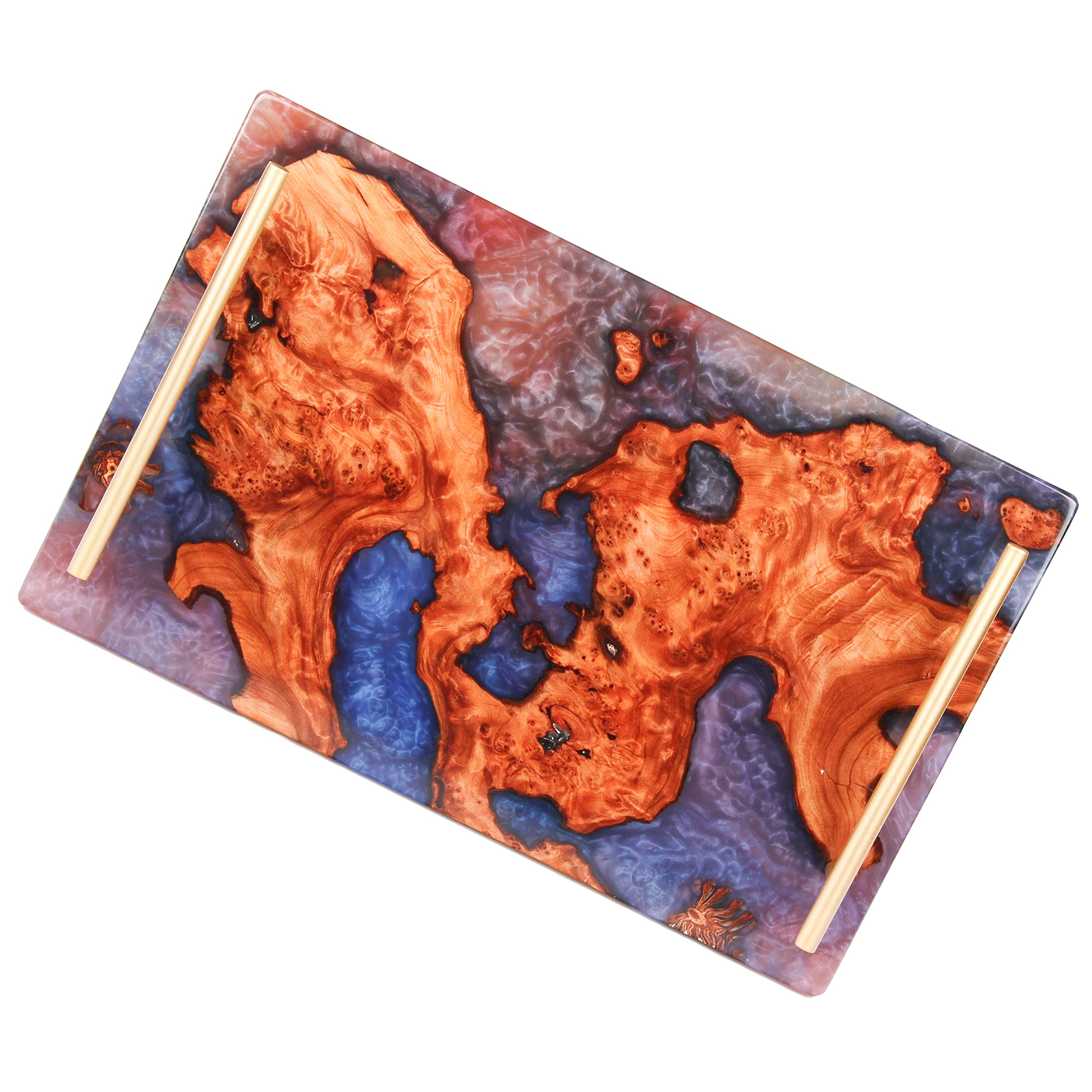 Jeezi Handmade Real Wood Grain Epoxy Resin Charcuterie Board - Unique Cheese Serving Tray & Cutting Board for Charcuterie, Cheese Platters & Entertaining - Perfect Gift for Mom, Housewarming & Dinner Parties (Random Wood Grain Design)