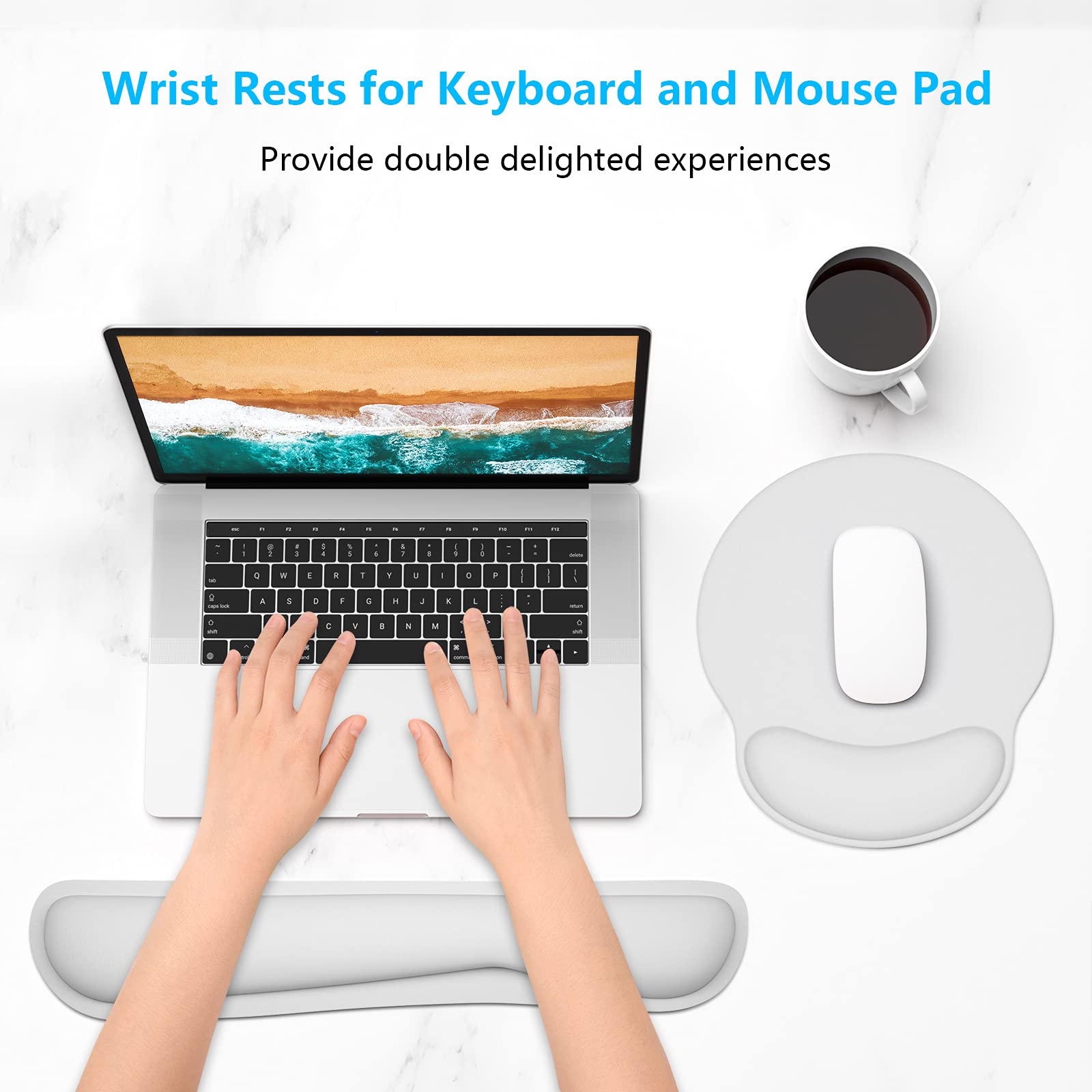 **Dapesuom Ergonomic Keyboard Wrist Rest & Mouse Pad Set with Memory Foam Cushion - Non-Slip Base for Pain Relief & Comfort - Perfect for Office, Gaming & Home Workspace (Space Gray)**