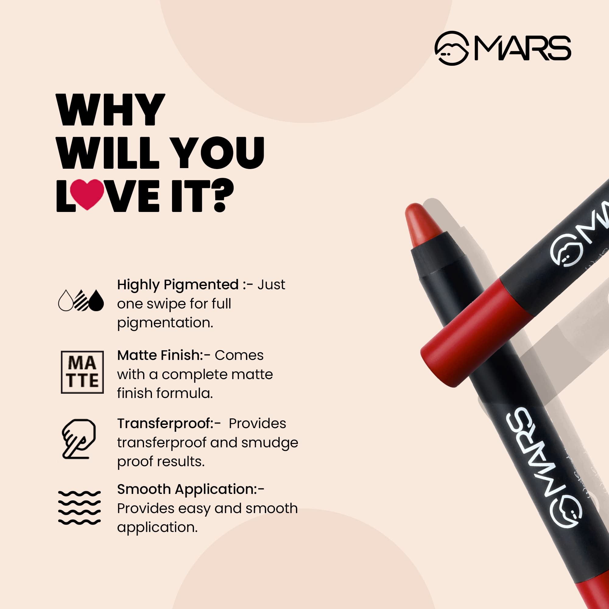 Long Lasting Matte Lip Crayon - 12 Hour Waterproof Lipstick | Non-Smudge, Non-Transfer Formula | Vegan & Cruelty Free (3.5g, Girl Power) | Perfect for Date Night, Office Wear & Special Occasions