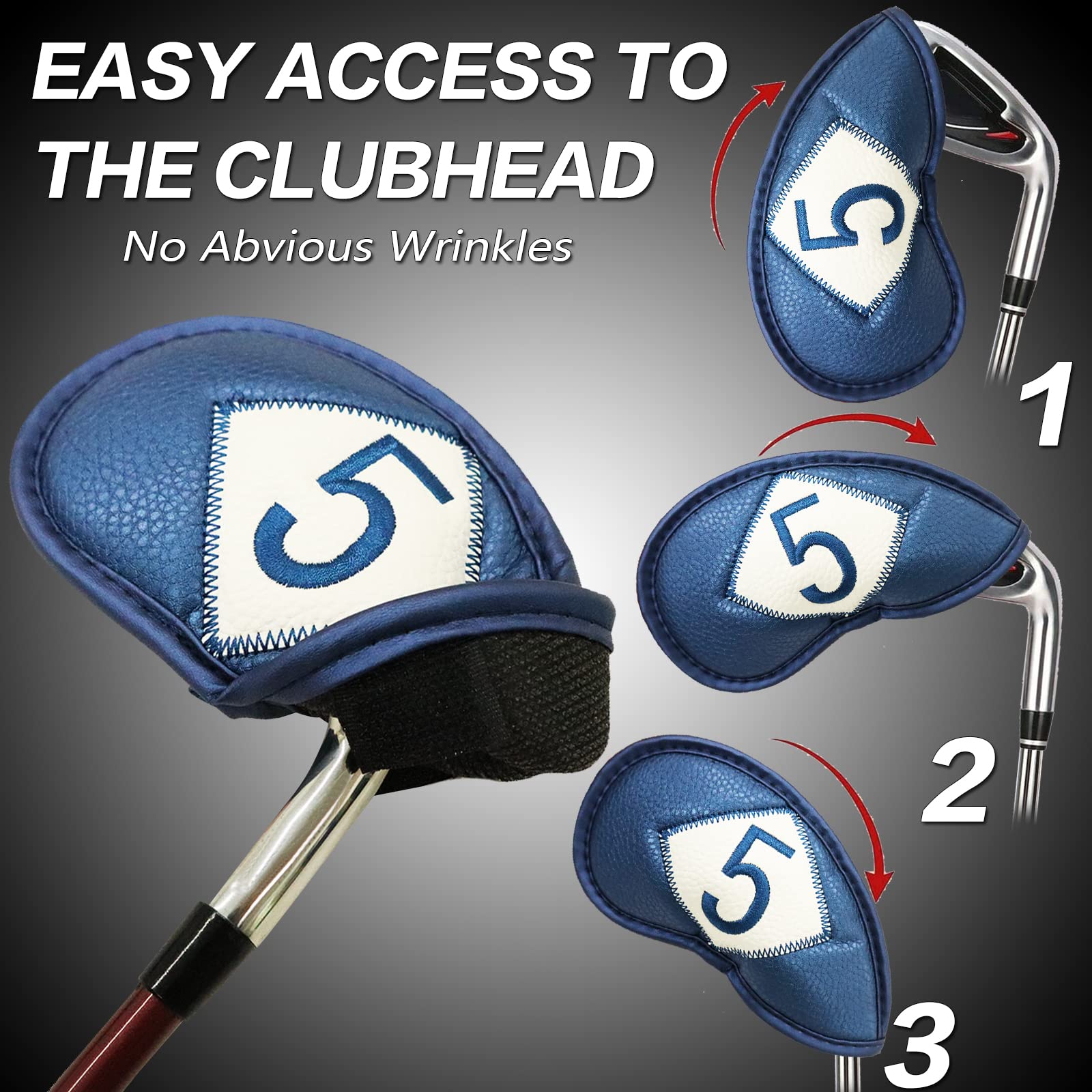 Premium 12-Piece Synthetic Leather Golf Iron Head Covers Set - Universal Fit for All Major Iron Clubs | Durable Protection for Golf Equipment | Perfect Golf Gift for Men & Women | Ideal for Driving Range, Course Play & Club Storage