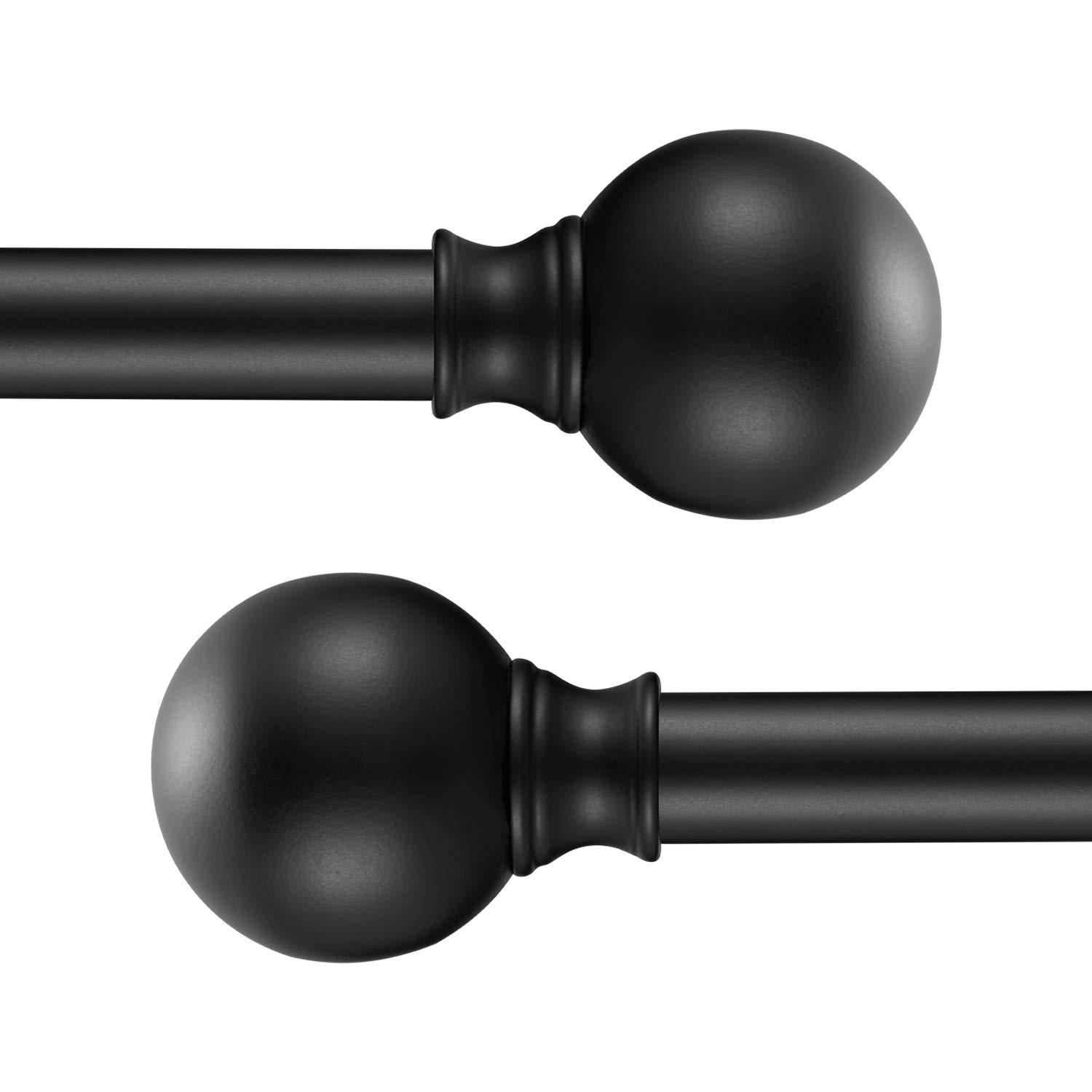 Industrial Iron Curtain Rods 72-144 Inch Matte Black 2 Pack with Ball Finials - Heavy Duty Room Divider for Outdoor Farmhouse Style Living Room, Bedroom & Patio Decor