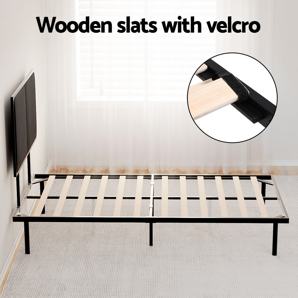 Kembla Metal King Single Bed Frame - Sturdy Black Steel Platform Bed for Adults & Teens | Perfect for Small Rooms, Dorms & Guest Bedrooms