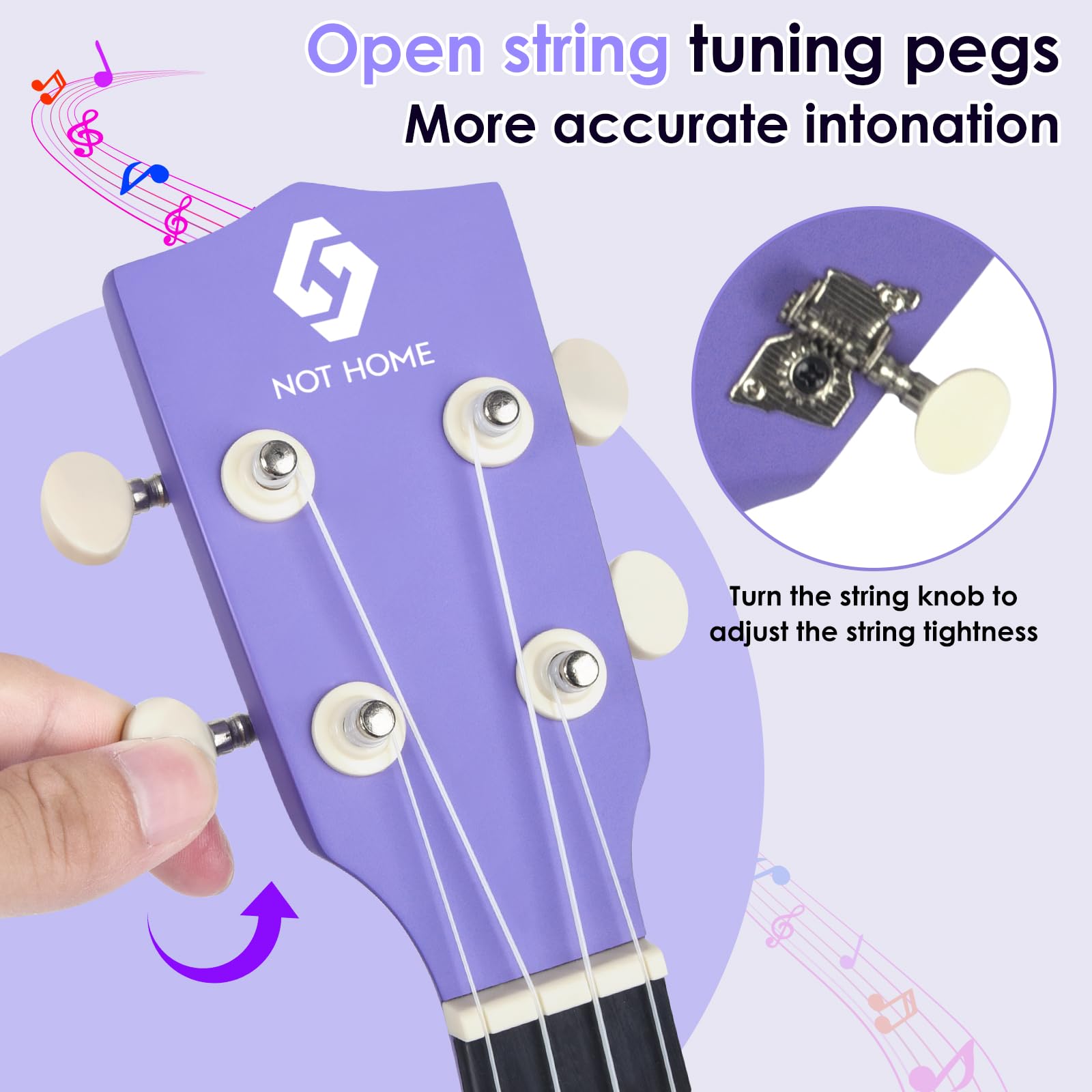 Soprano Ukulele for Beginners & Adults - 21 Inch Hawaiian Basswood Ukulele with 4 Strings, Perfect for Kids & Students (Purple) - Great for Travel, Beach Parties & Music Lessons