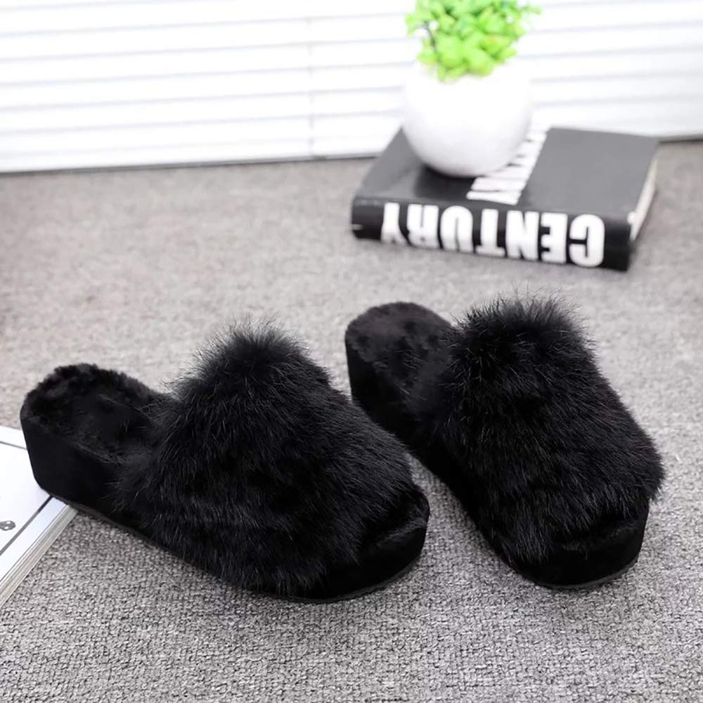 Naughtyangel Women's Faux Fox Fur Slides - Ultra Soft Fluffy Winter Slippers for Indoor/Outdoor Wear, Open Toe Comfort House Shoes for Lounge, Spa, and Cold Weather