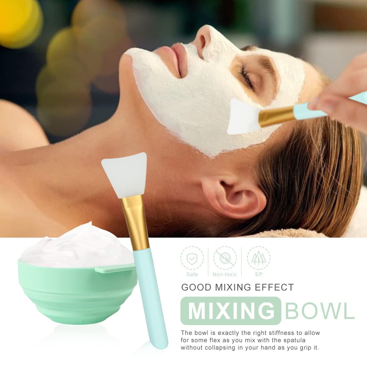 5-in-1 DIY Face Mask Mixing Bowl Set with Silicone Brush, Spatula & Soft Face Brushes - Professional Skincare Tool Kit for At-Home Spa & Facial Treatments