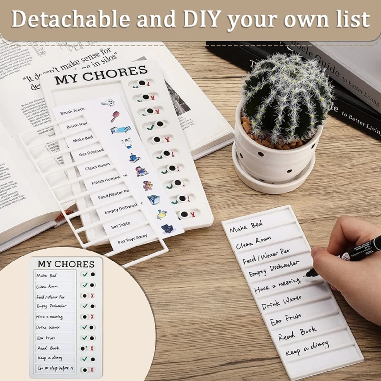Adjustable Multi-Purpose Wall Hanging Checklist Board - Dry Erase Memo Organizer for Home, RV, School & Classroom - Perfect for Chores, Tasks & Reminders (Ideal for Family Schedules, Homeschooling & Office Organization)