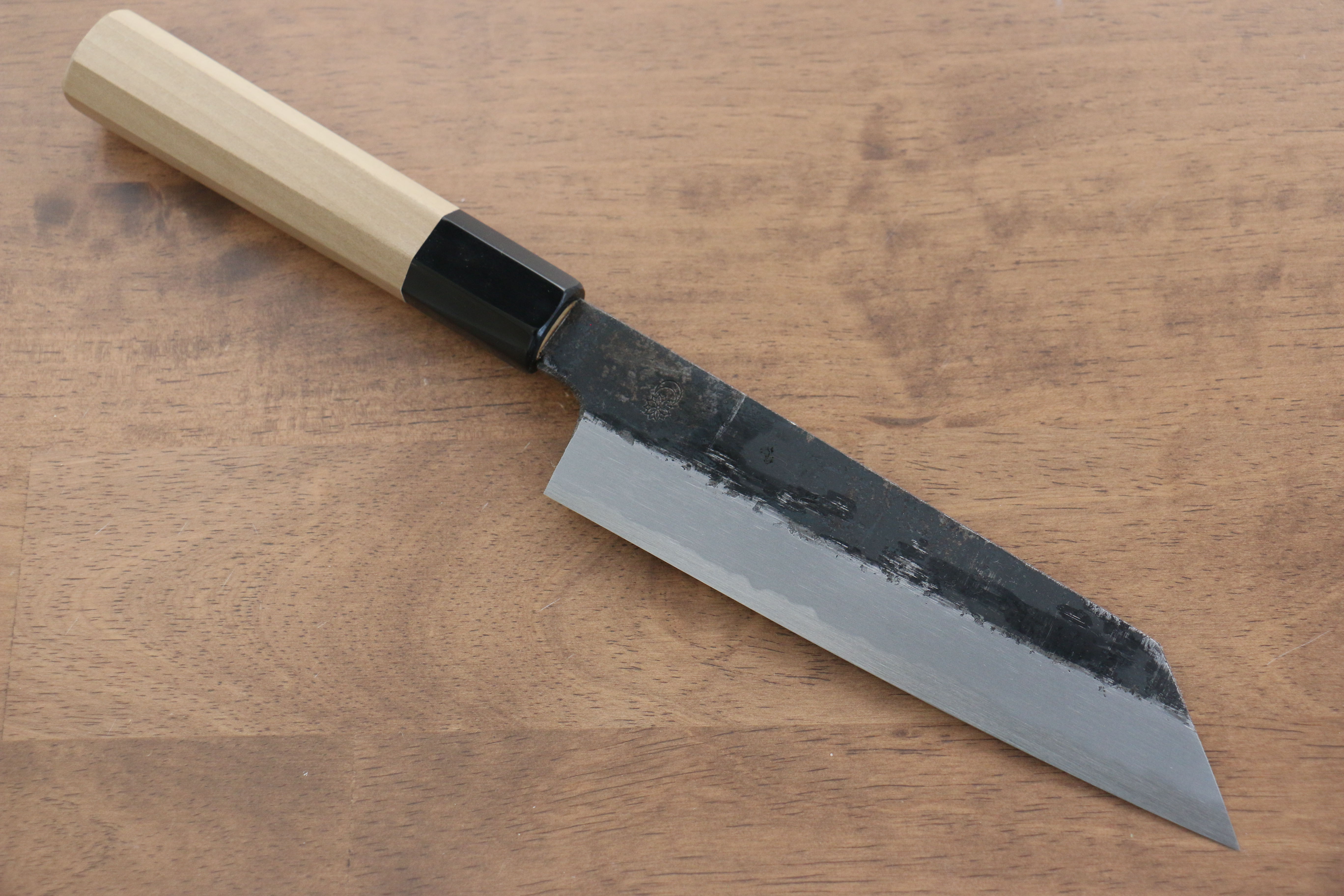 Premium Kikuzuki White Steel No.2 Kiritsuke Santoku Knife 180mm - Black Finish with Magnolia Wood Handle - Japanese Chef Knife for Slicing, Dicing & Precision Cutting - Perfect for Home Cooks & Professional Kitchens