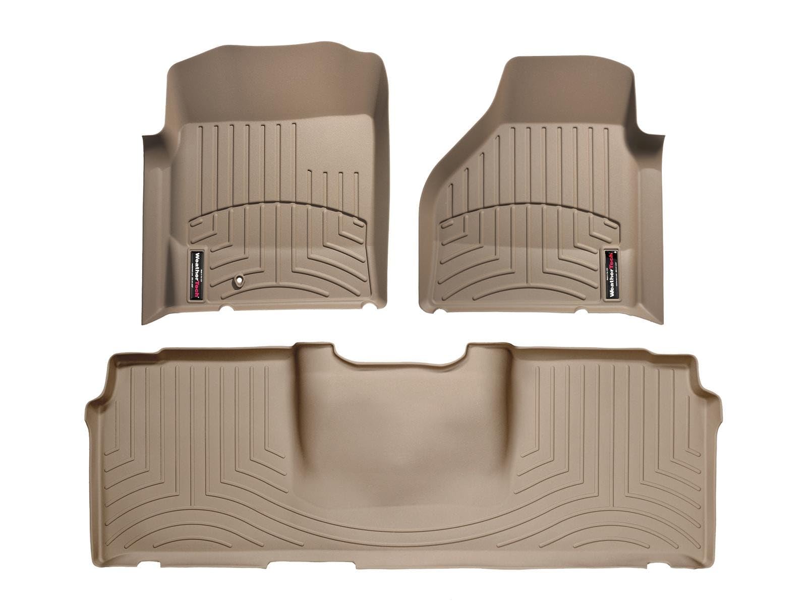 WeatherTech Custom Fit Floor Mats for Dodge Ram 2500/3500 & Ram 1500 Trucks - 1st & 2nd Row All-Weather Protection (Tan) | Perfect for Off-Roading, Work Sites & Everyday Commuting