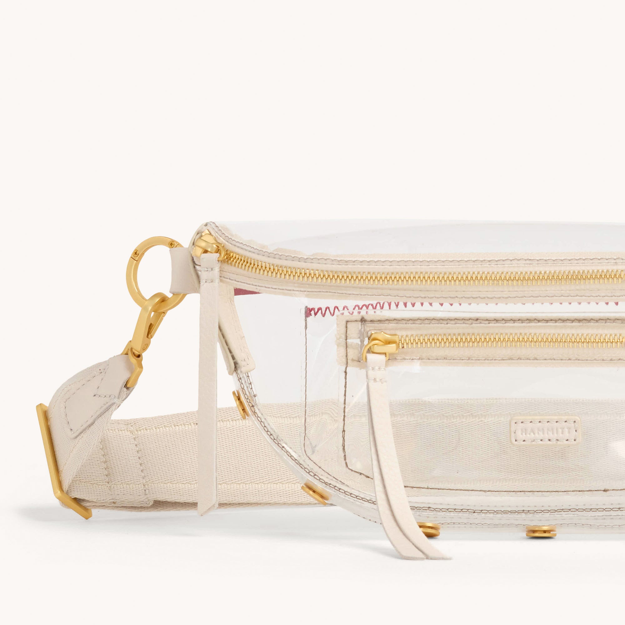 Charles Crossbody Clear Bag | Calla Lily White & Brushed Gold | Medium Size | Perfect for Concerts, Festivals & Travel
