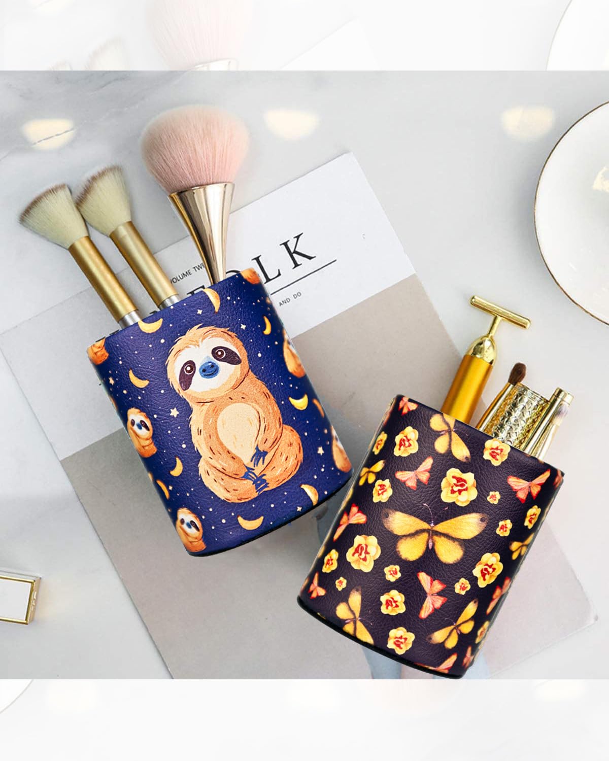 Cute Blue Sloth Pen Holder & Desk Organizer - Pencil & Makeup Brush Storage - Perfect Gift for Office, Classroom, Home Decor - Great for Workstation, Study Table & Vanity Organization (Big Sloth)