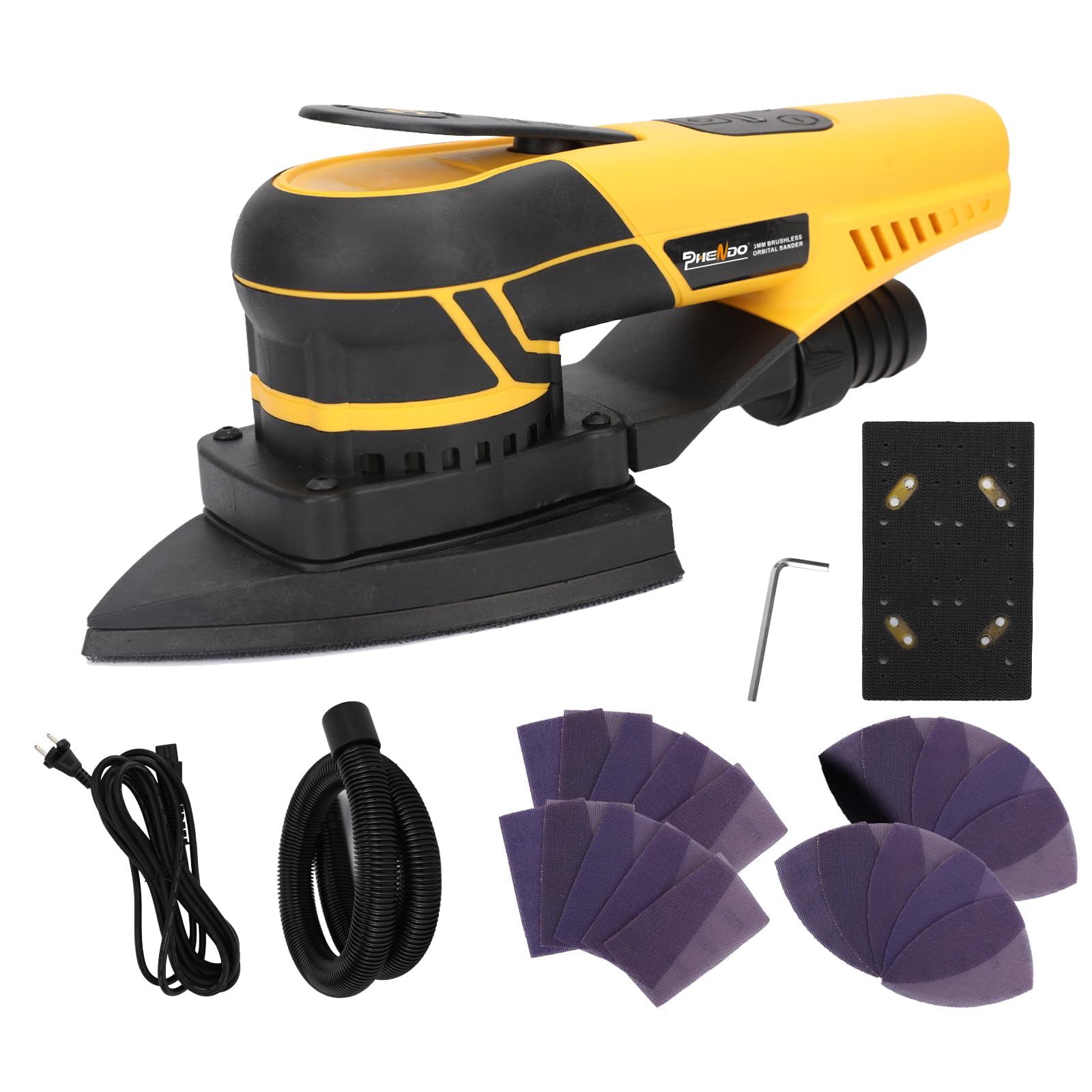350W 3A Electric Random Orbital Sander - Professional Woodworking Mouse Sander with 3mm Orbit & Detachable Power Cord - Perfect for Sanding Wood, Panels, Furniture & DIY Projects